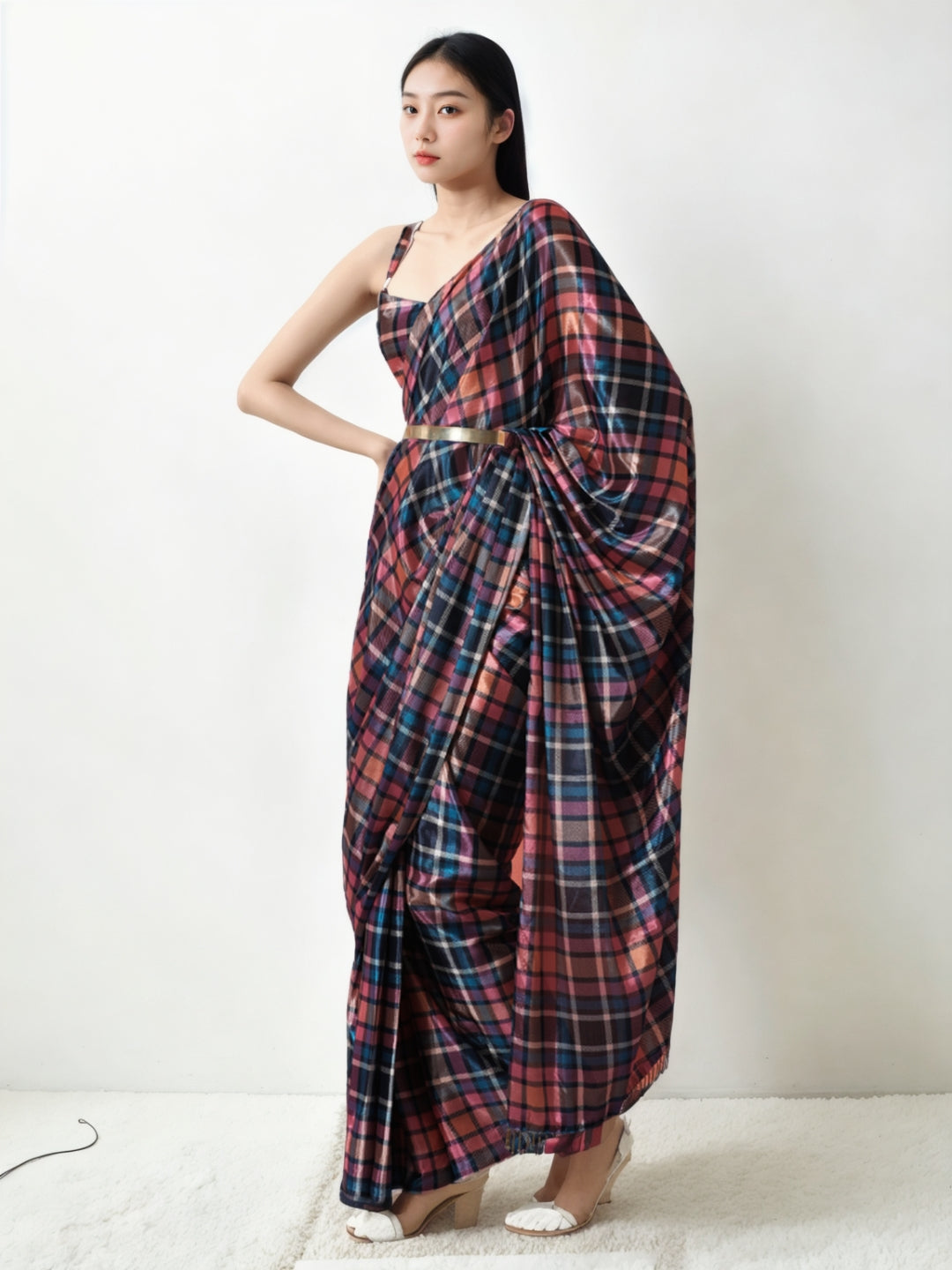 Urban Pallu Woven Design Silk Blend Fusion Saree
