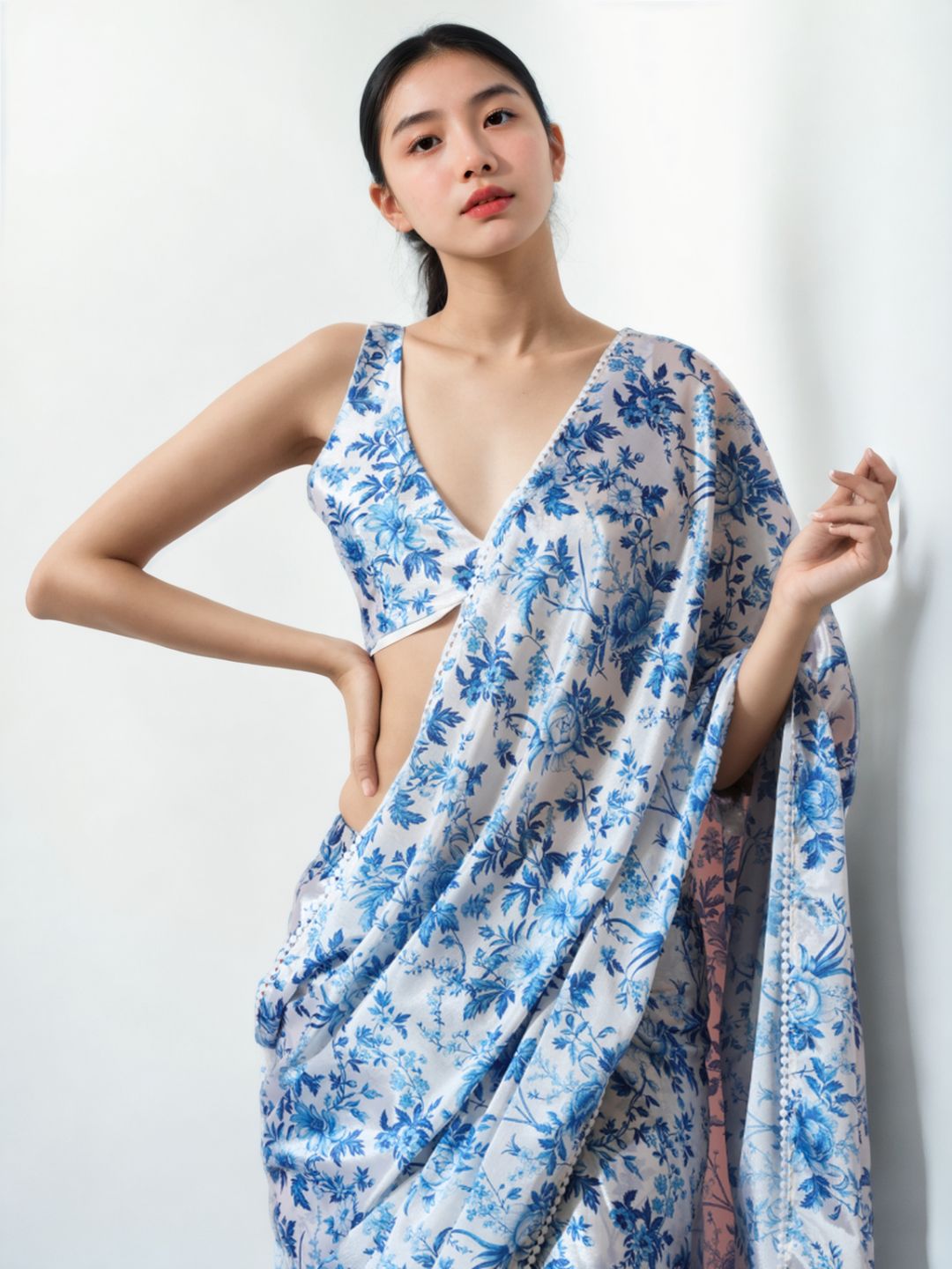 Urban Pallu Woven Design Silk Blend Fusion Saree