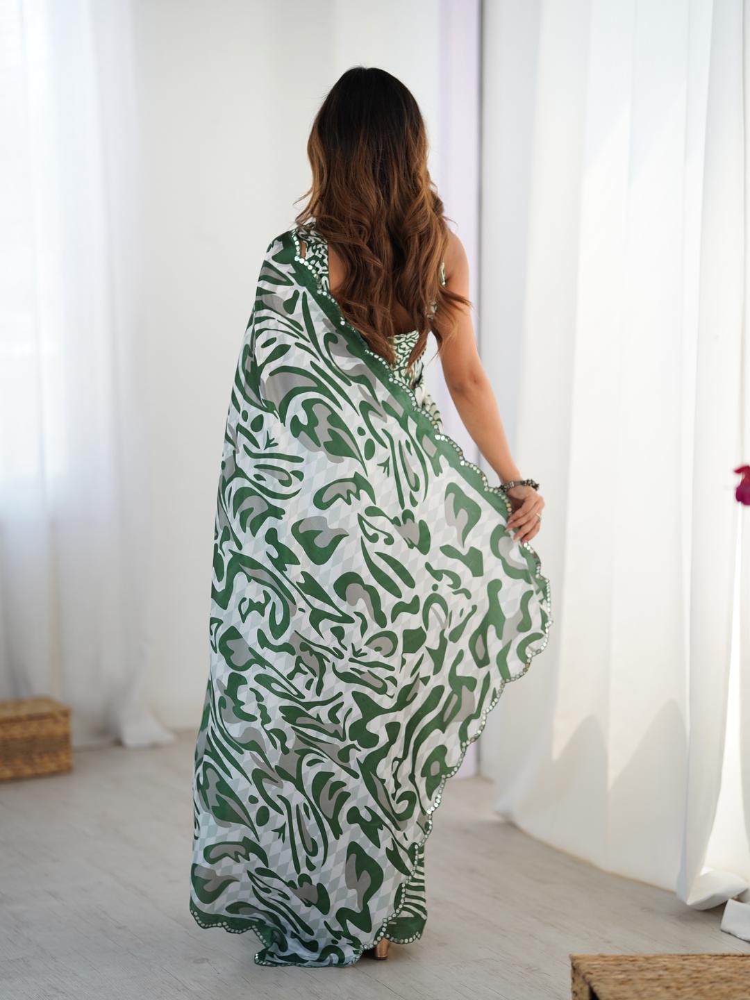 Urban Pallu Sequinned Silk Blend Designer Saree