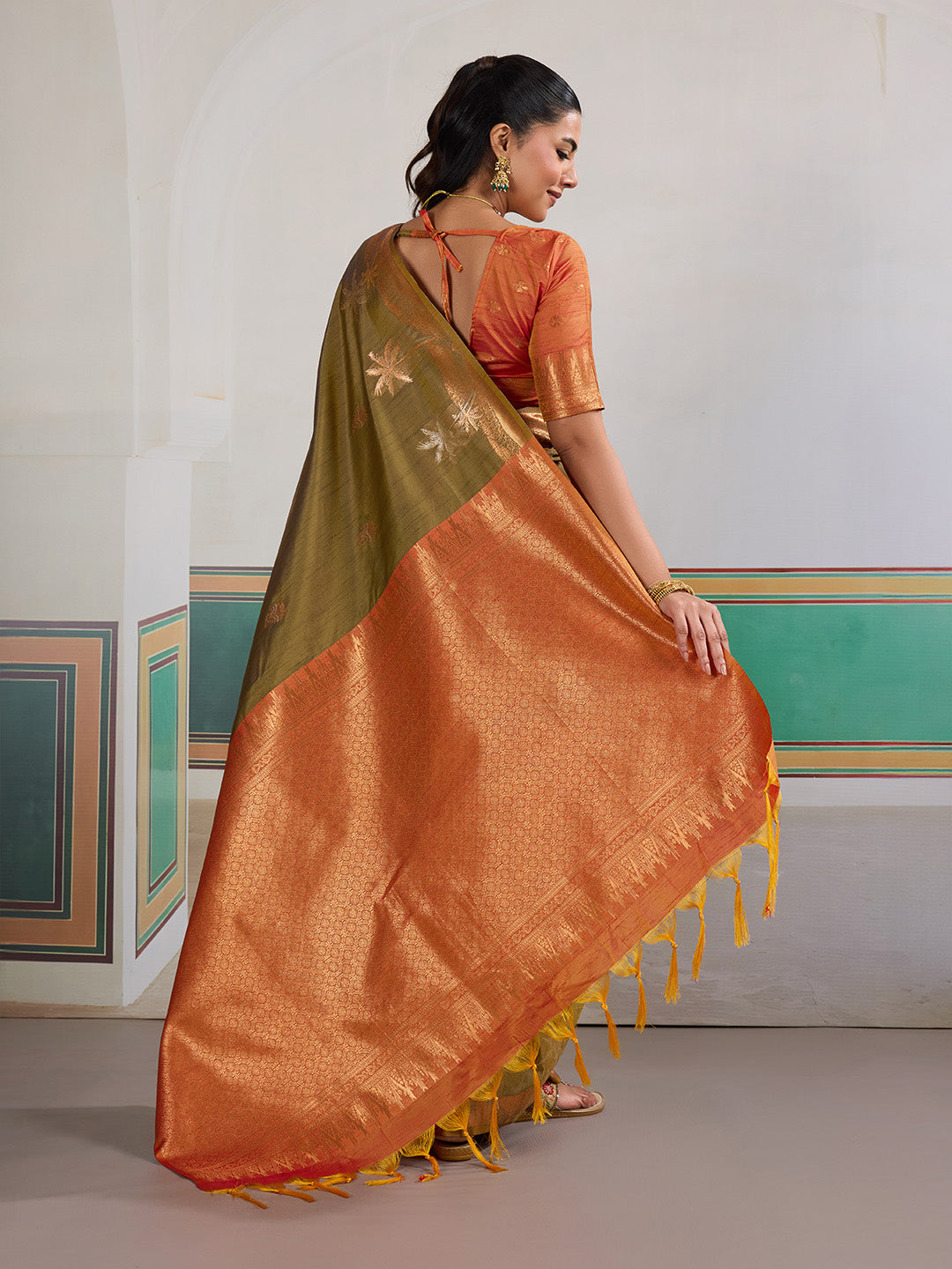 Urban Pallu Printed Silk Cotton Work Saree