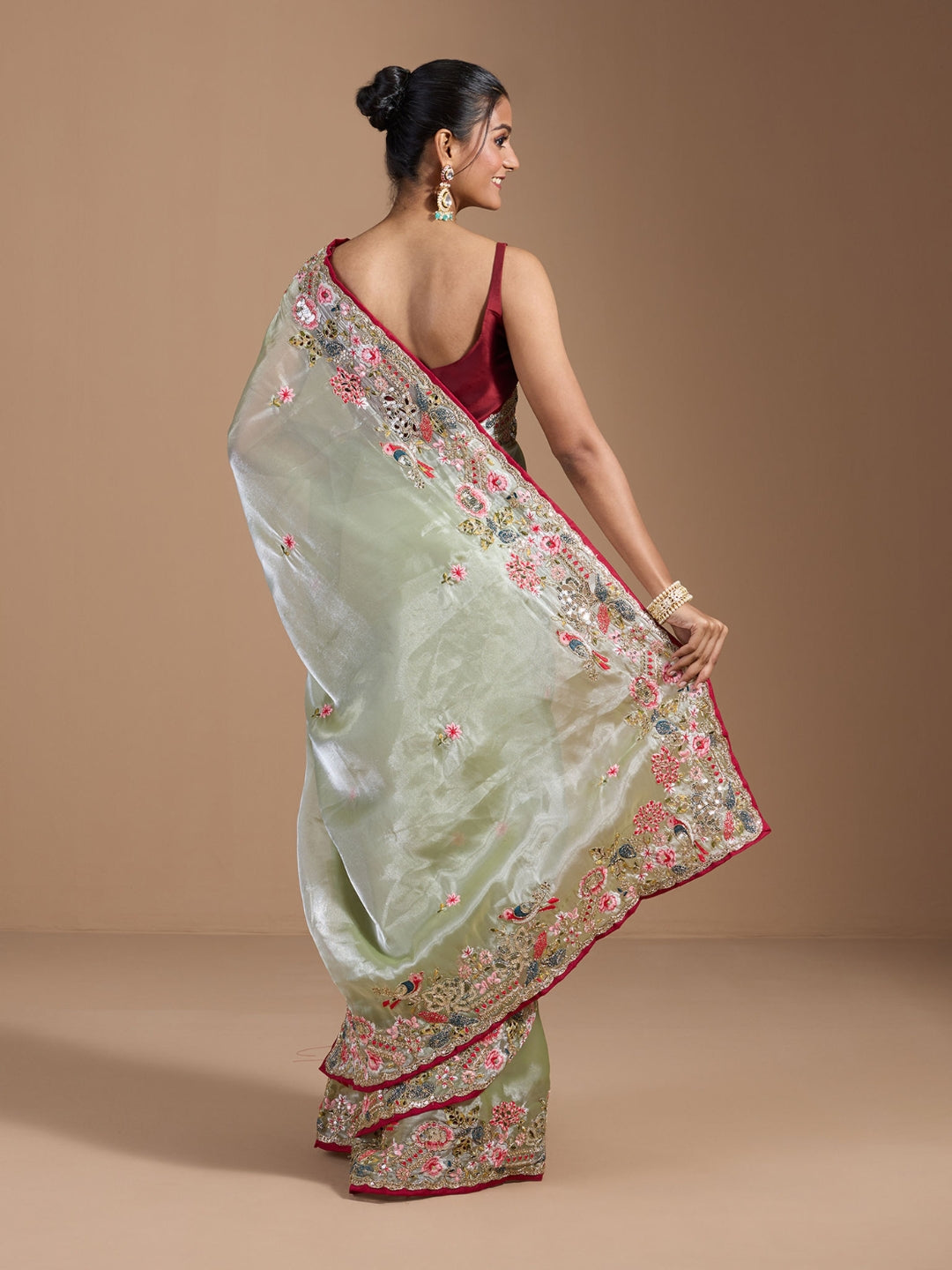Urban Pallu Embroidered Tissue Festive Saree