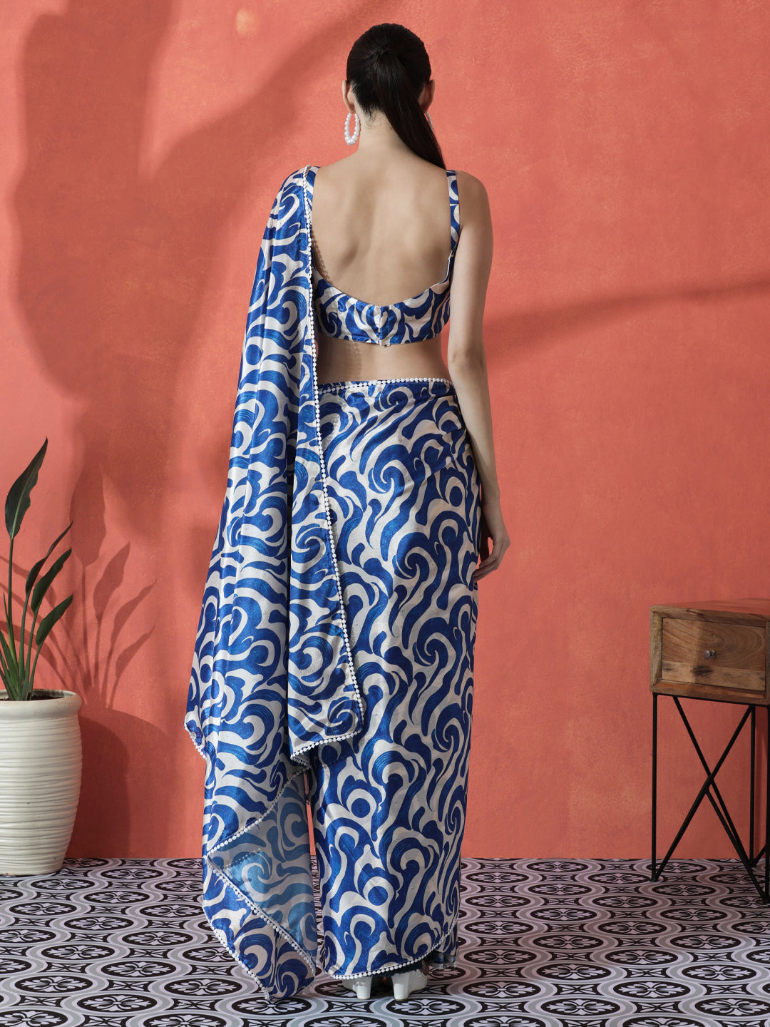 Urban Pallu Beads and Stones Silk Blend Designer Saree
