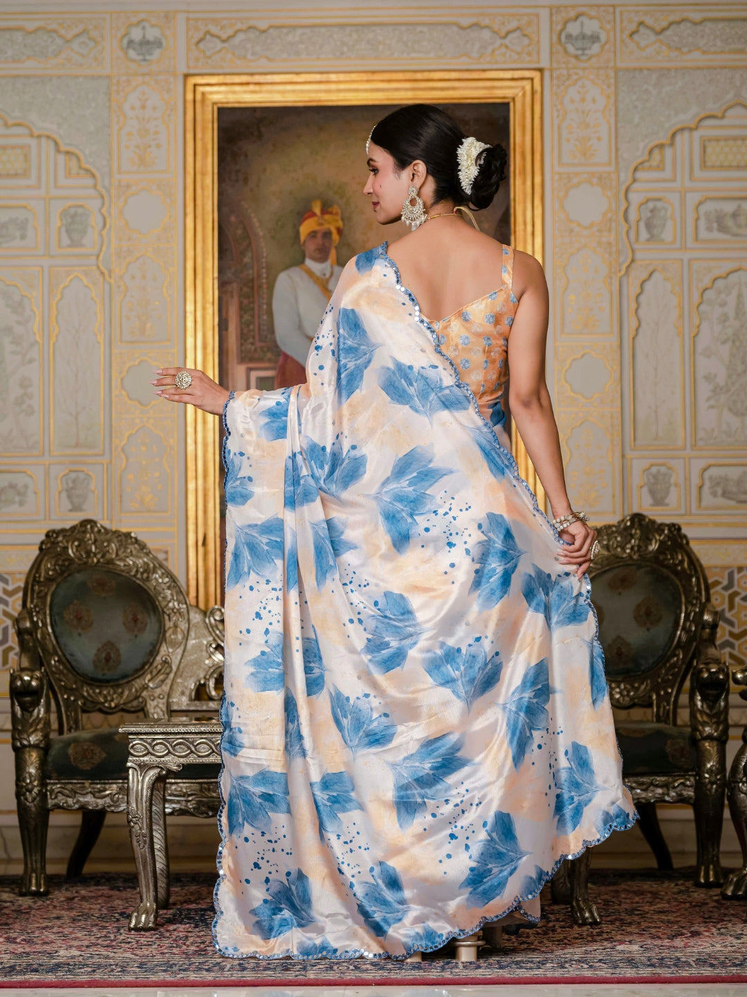 Urban Pallu Woven Design Silk Blend Fusion Saree