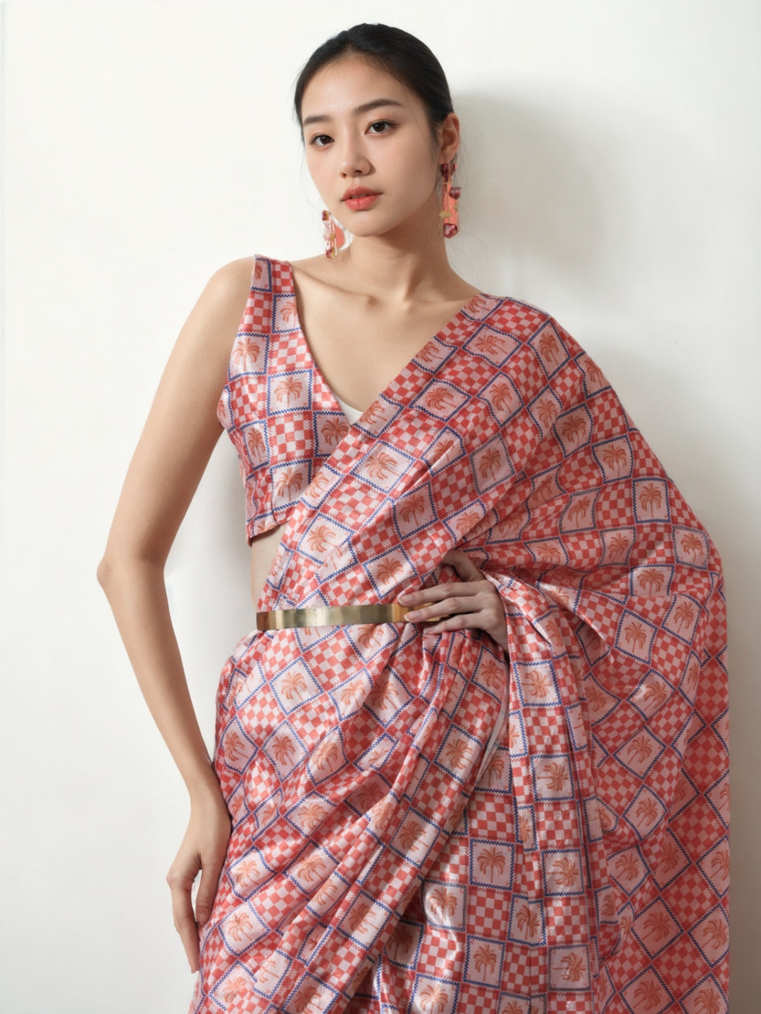 Urban Pallu Woven Design Silk Blend Fusion Saree