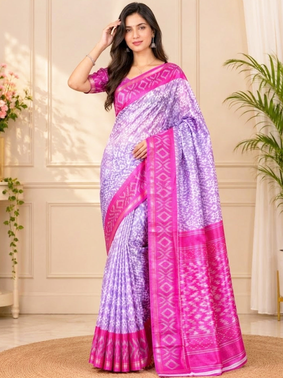 Urban Pallu Printed Silk Blend Festive Saree