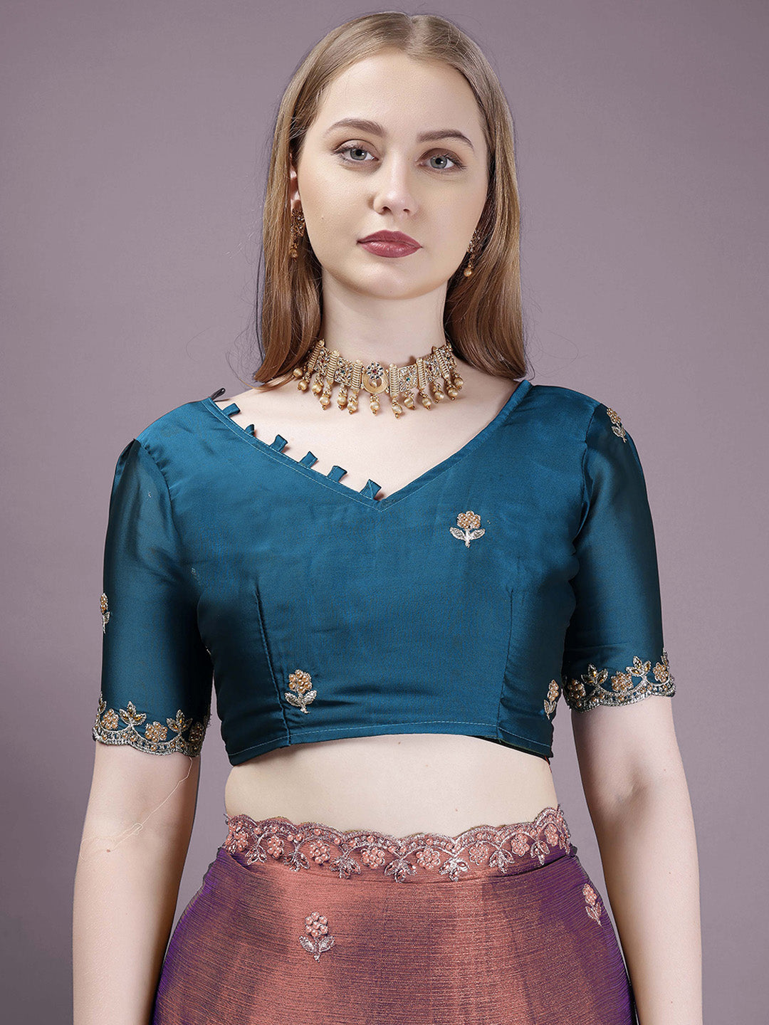 Urban Pallu Embroidered Organza Fusion Saree