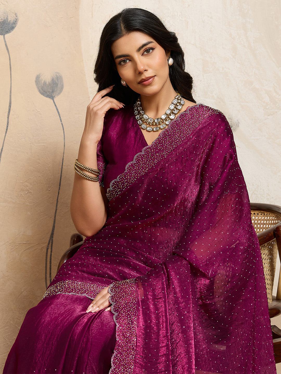 Urban Pallu Embellished Organza Party Saree