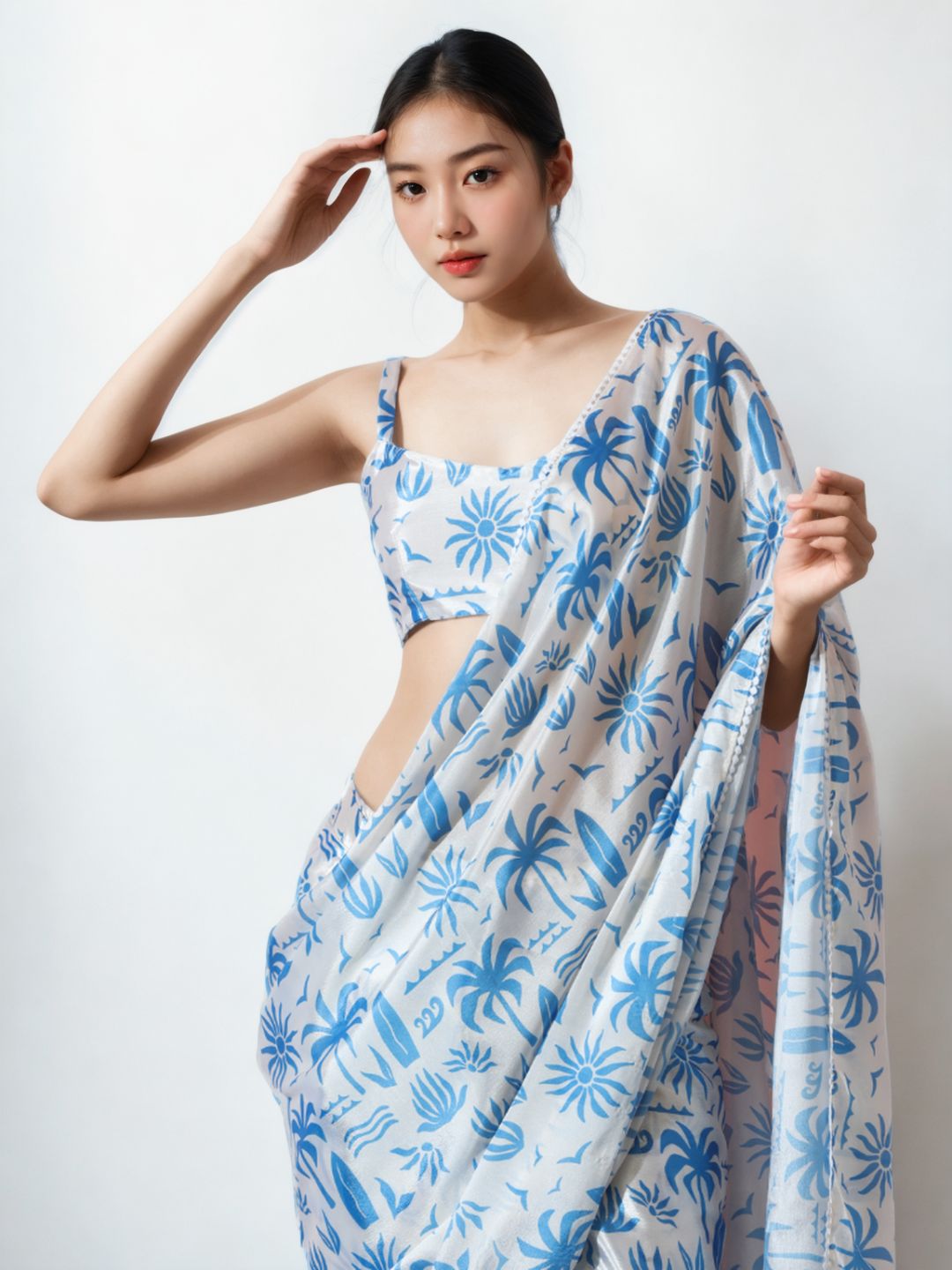 Urban Pallu Woven Design Silk Blend Fusion Saree