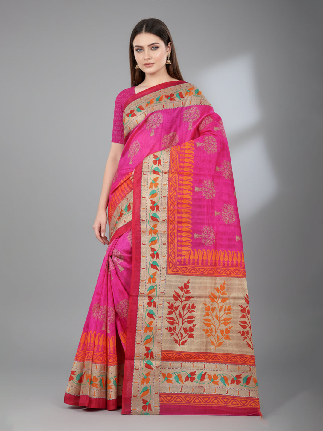 Urban Pallu Solid Silk Blend Festive Saree