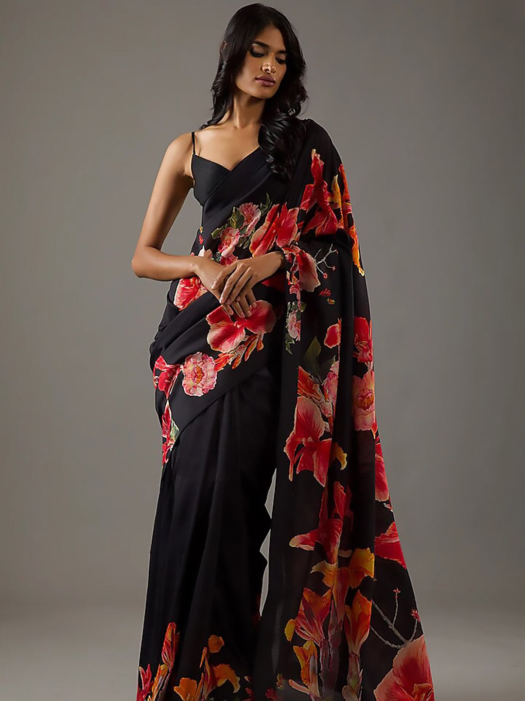 Urban Pallu Printed Poly Georgette Daily Saree