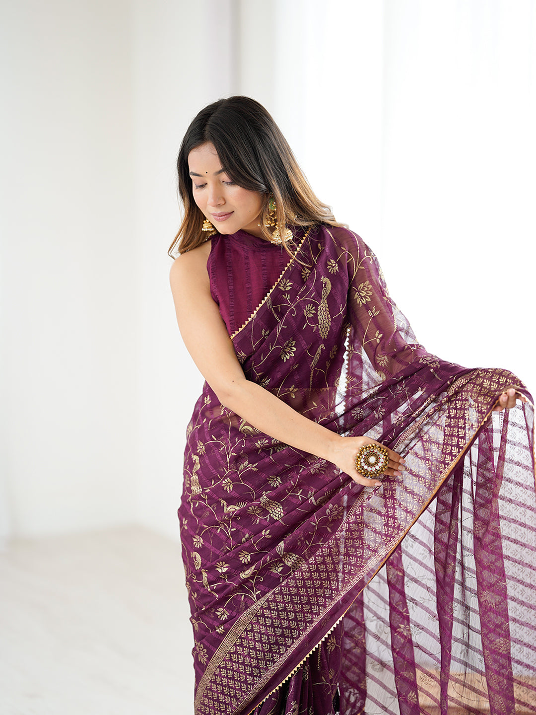 Urban Pallu Printed Poly Chiffon Daily Saree
