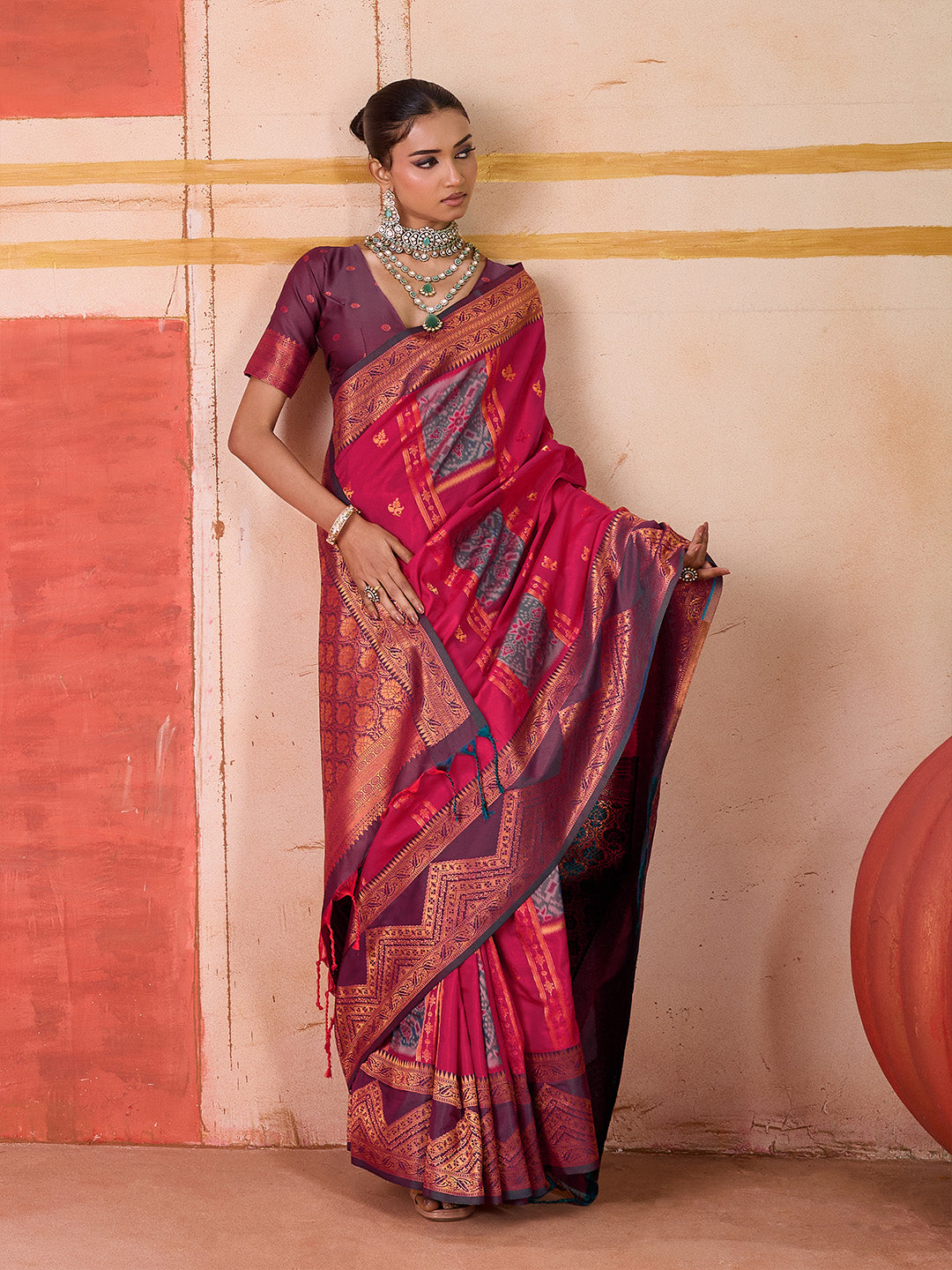 Urban Pallu Striped Silk Cotton Work Saree