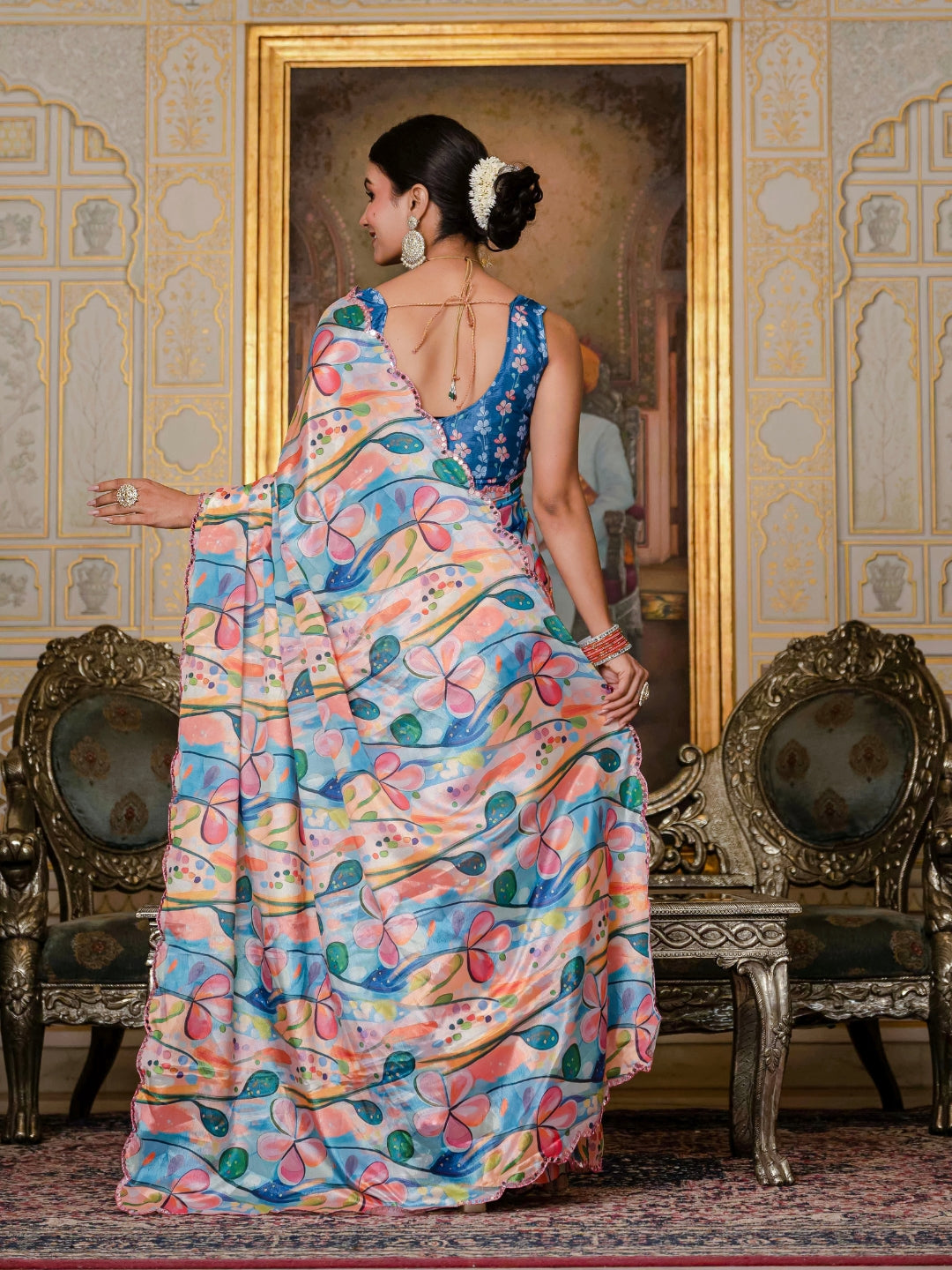 Urban Pallu Woven Design Silk Blend Fusion Saree