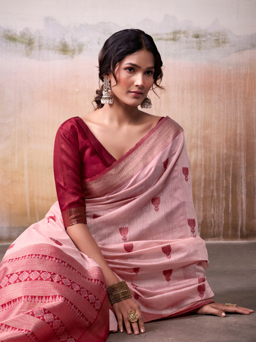 Urban Pallu Woven Design Cotton Blend Daily Saree