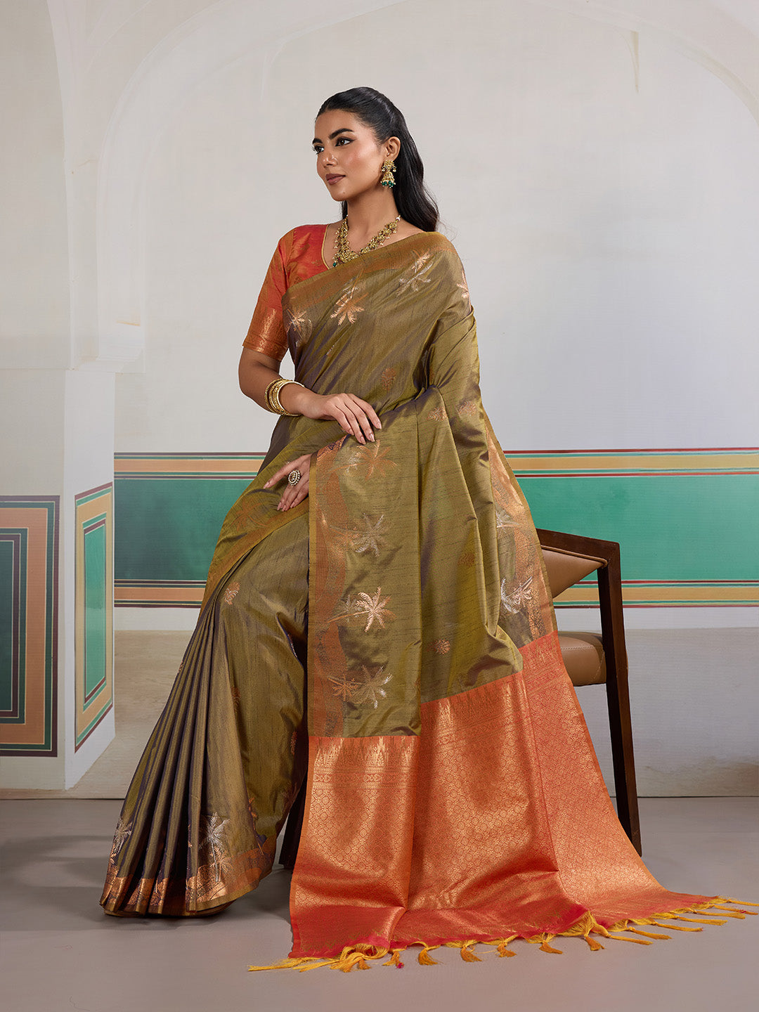 Urban Pallu Printed Silk Cotton Work Saree