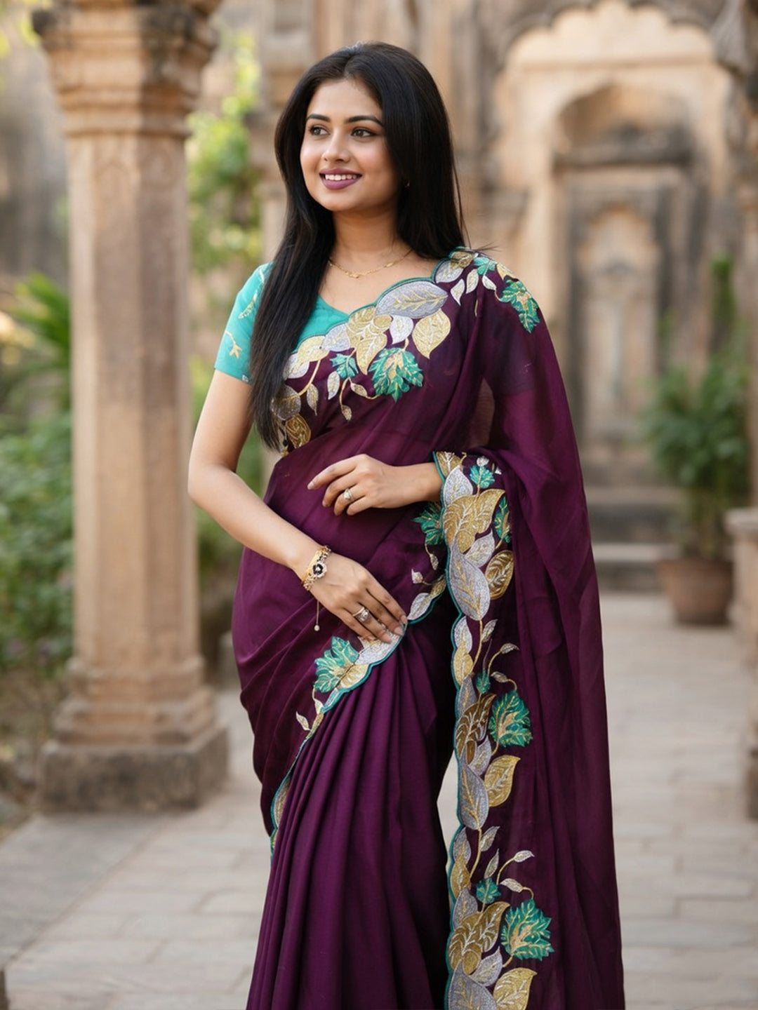 Urban Pallu Woven Design Poly Chiffon Traditional Saree
