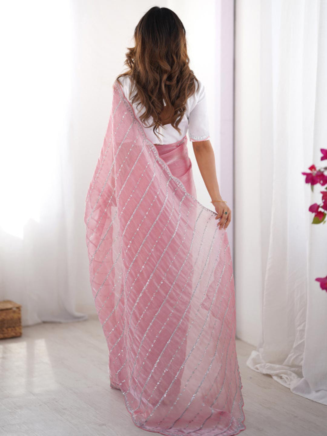 Urban Pallu Embroidered Organza Festive Saree