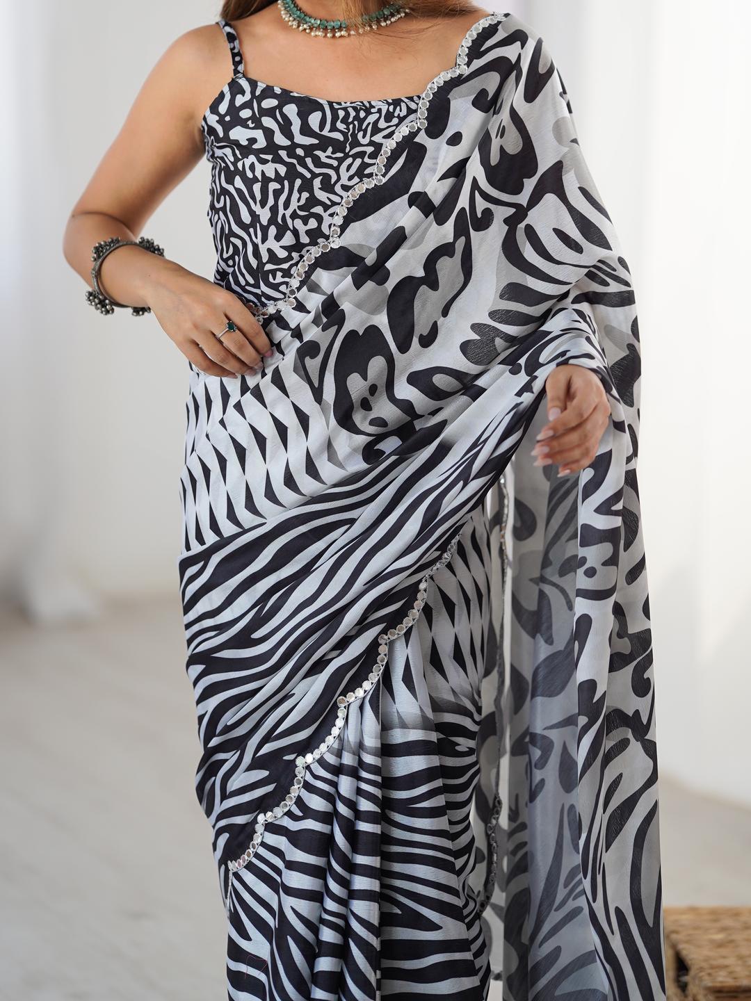 Urban Pallu Sequinned Silk Blend Designer Saree