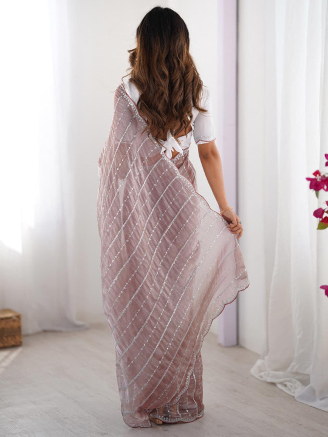 Urban Pallu Embroidered Organza Festive Saree