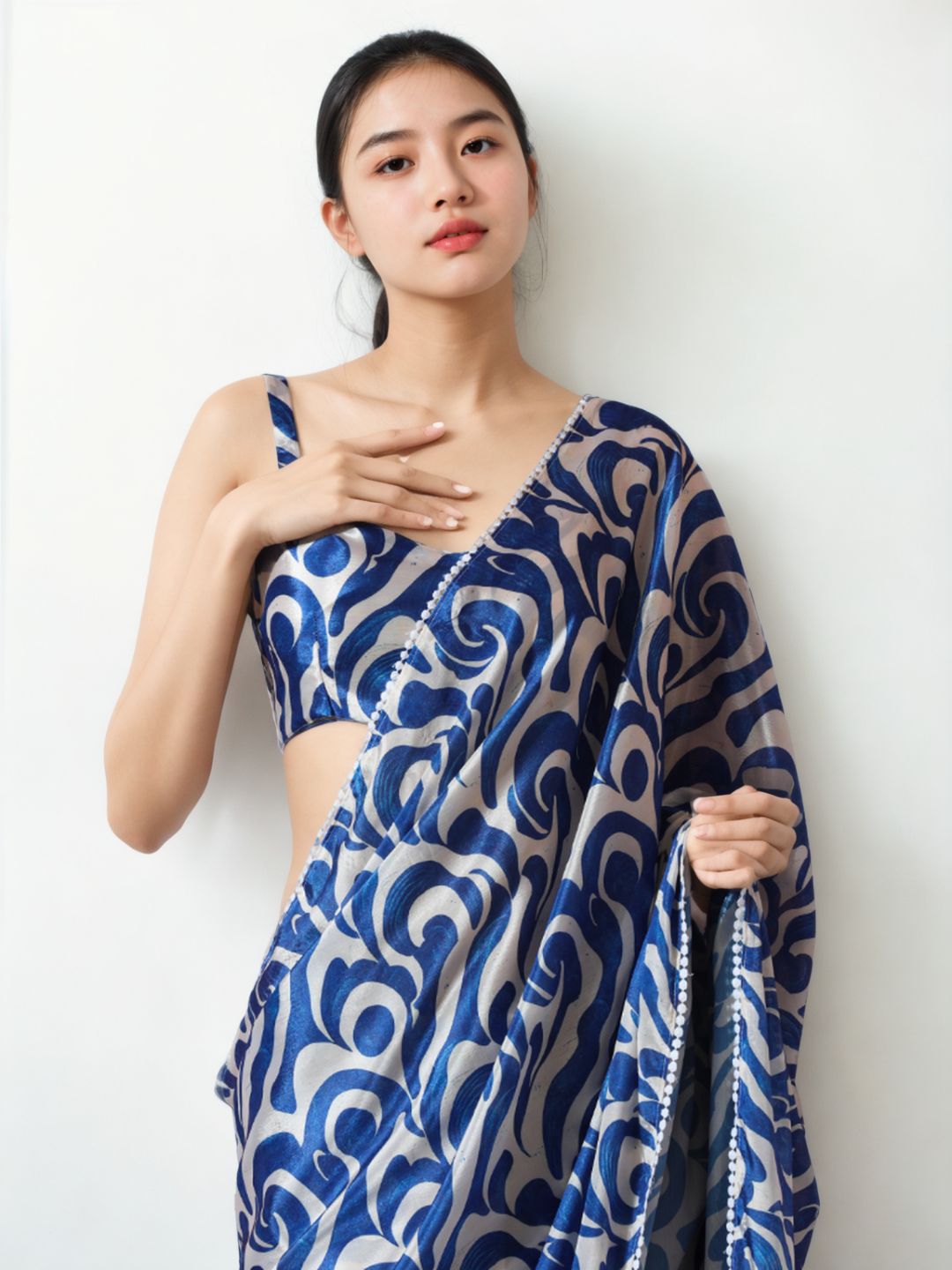Urban Pallu Woven Design Silk Blend Fusion Saree
