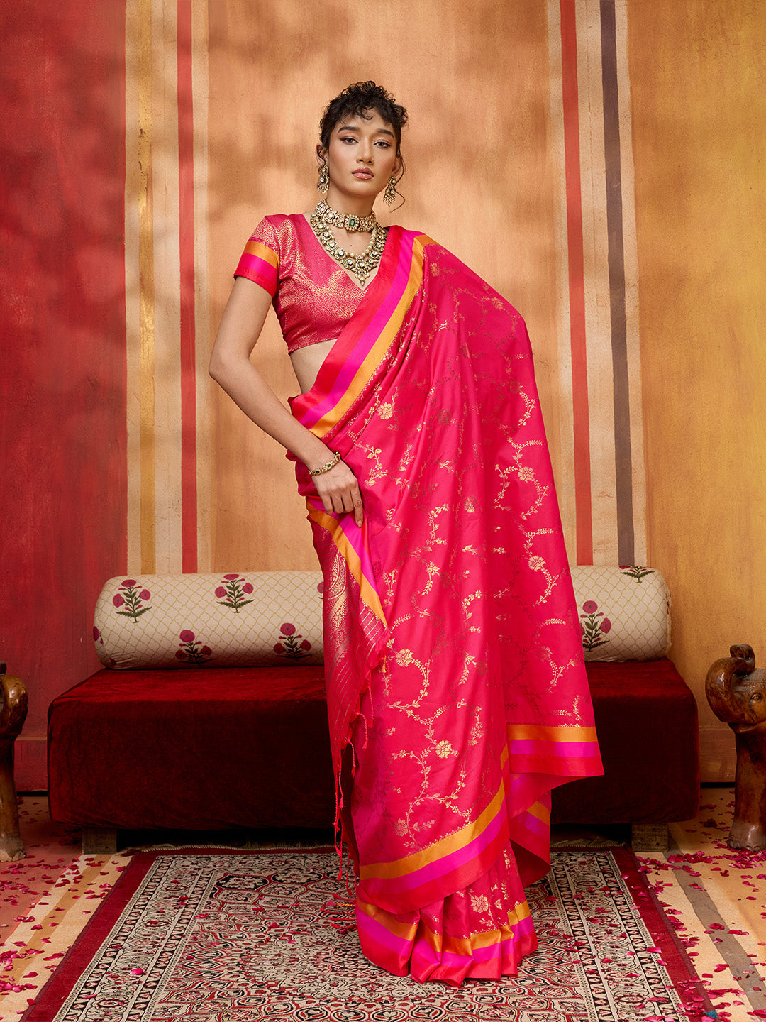 Urban Pallu Printed Silk Cotton Fusion Saree