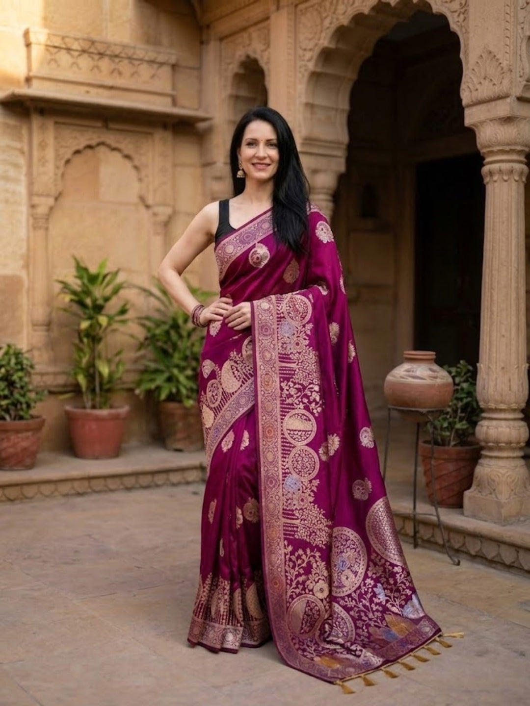 Urban Pallu Woven Design Silk Blend Traditional Saree