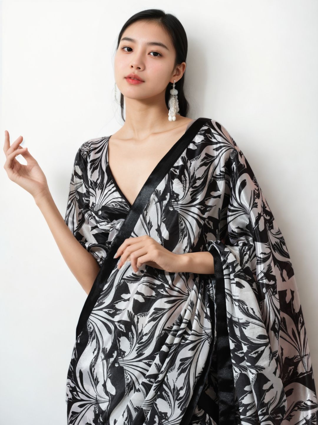 Urban Pallu Woven Design Silk Blend Fusion Saree