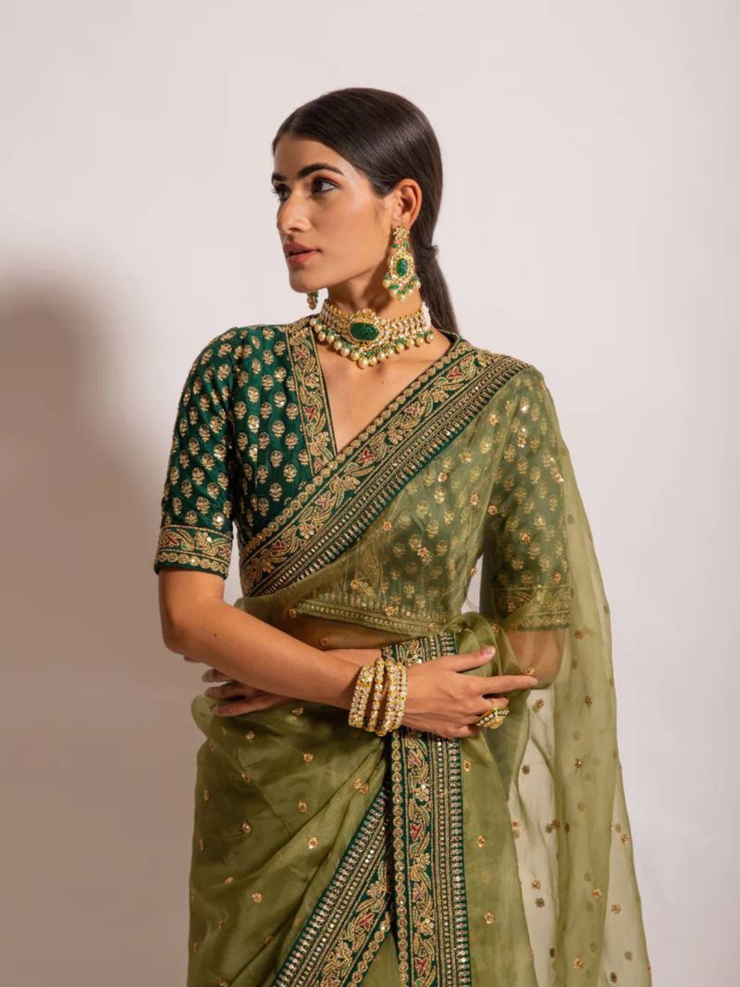 Urban Pallu Embroidered Net Festive Saree