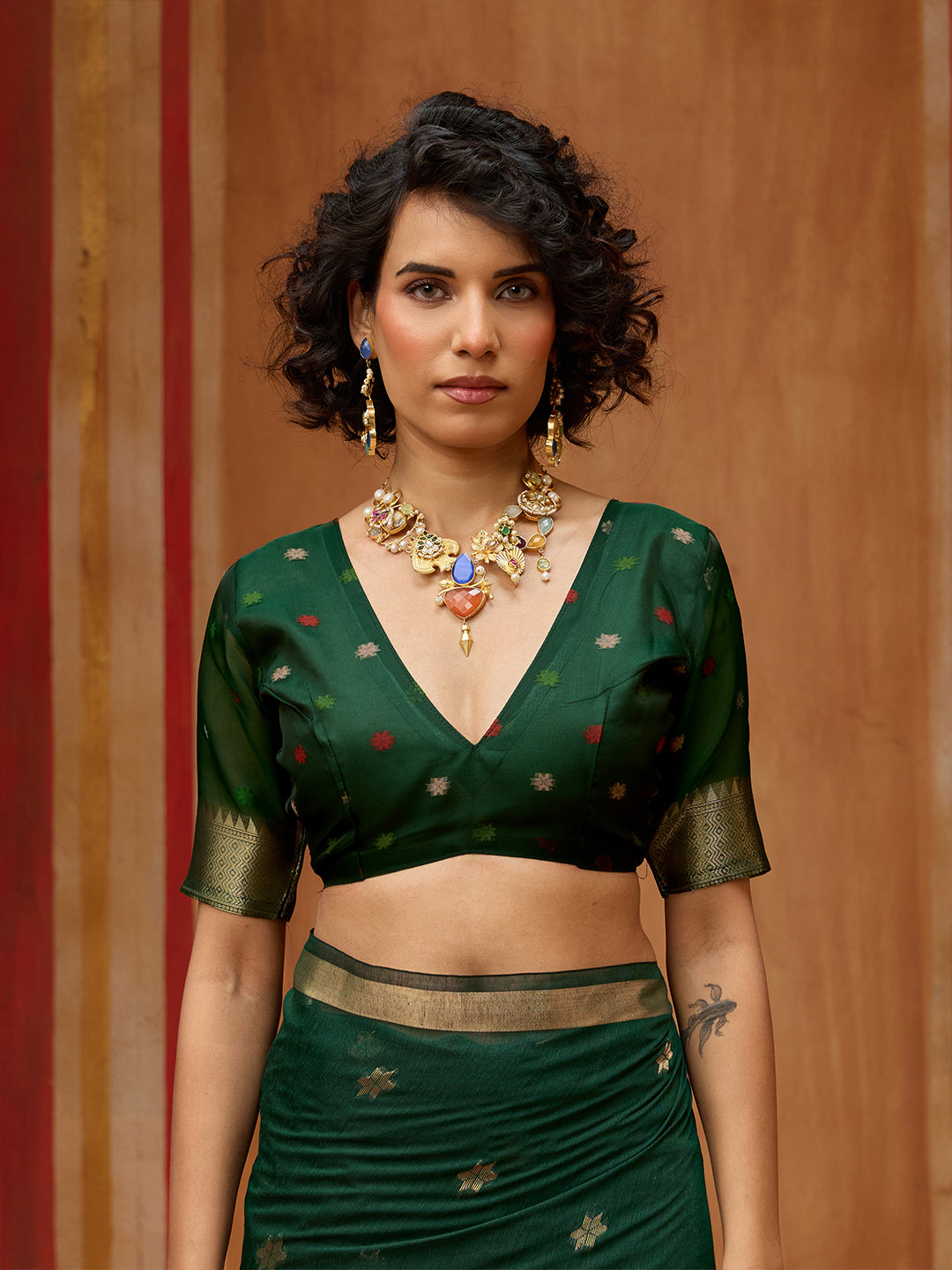 Urban Pallu Printed Satin Party Saree