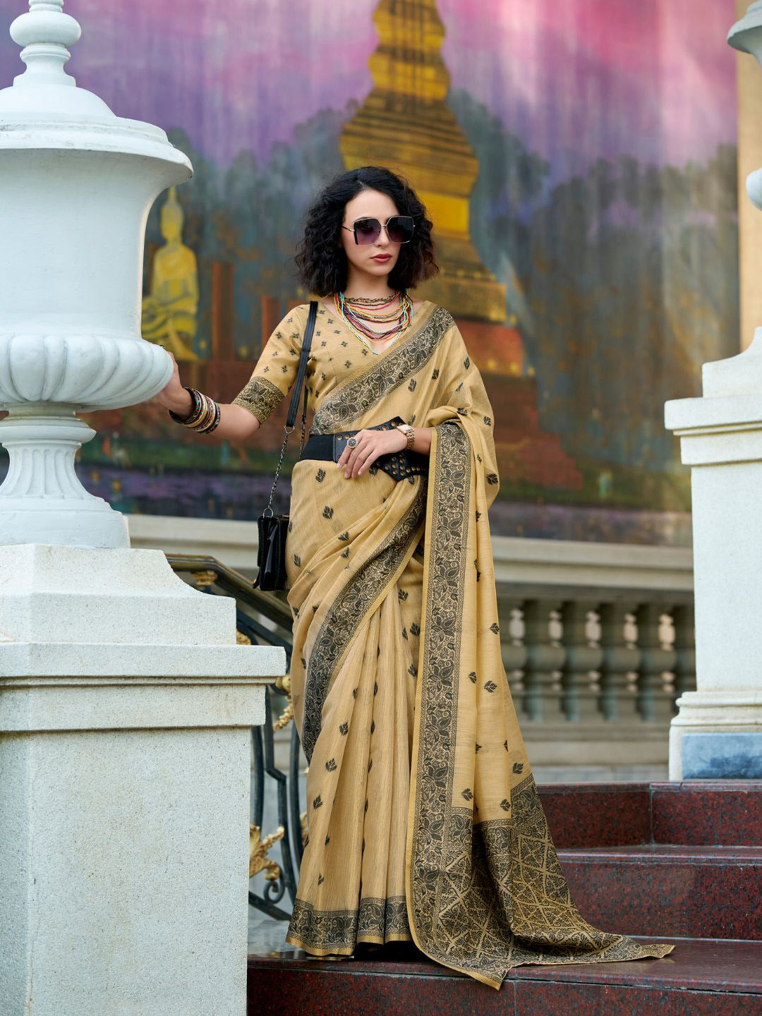 Urban Pallu Woven Design Cotton Blend Daily Saree