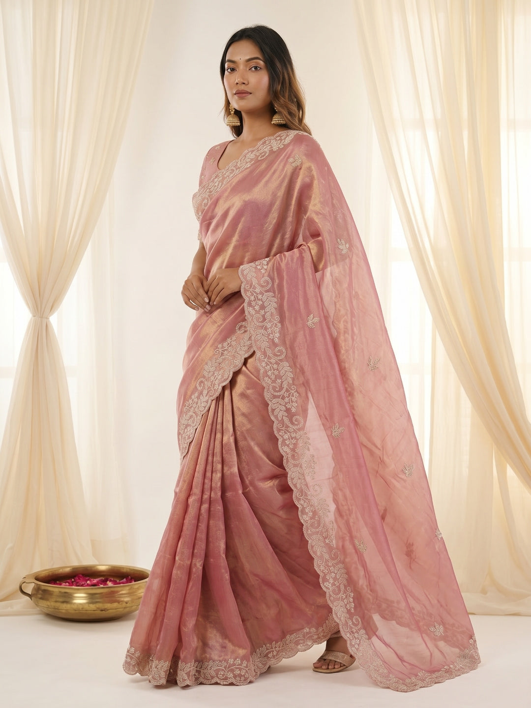 Urban Pallu Embroidered Organza Festive Saree
