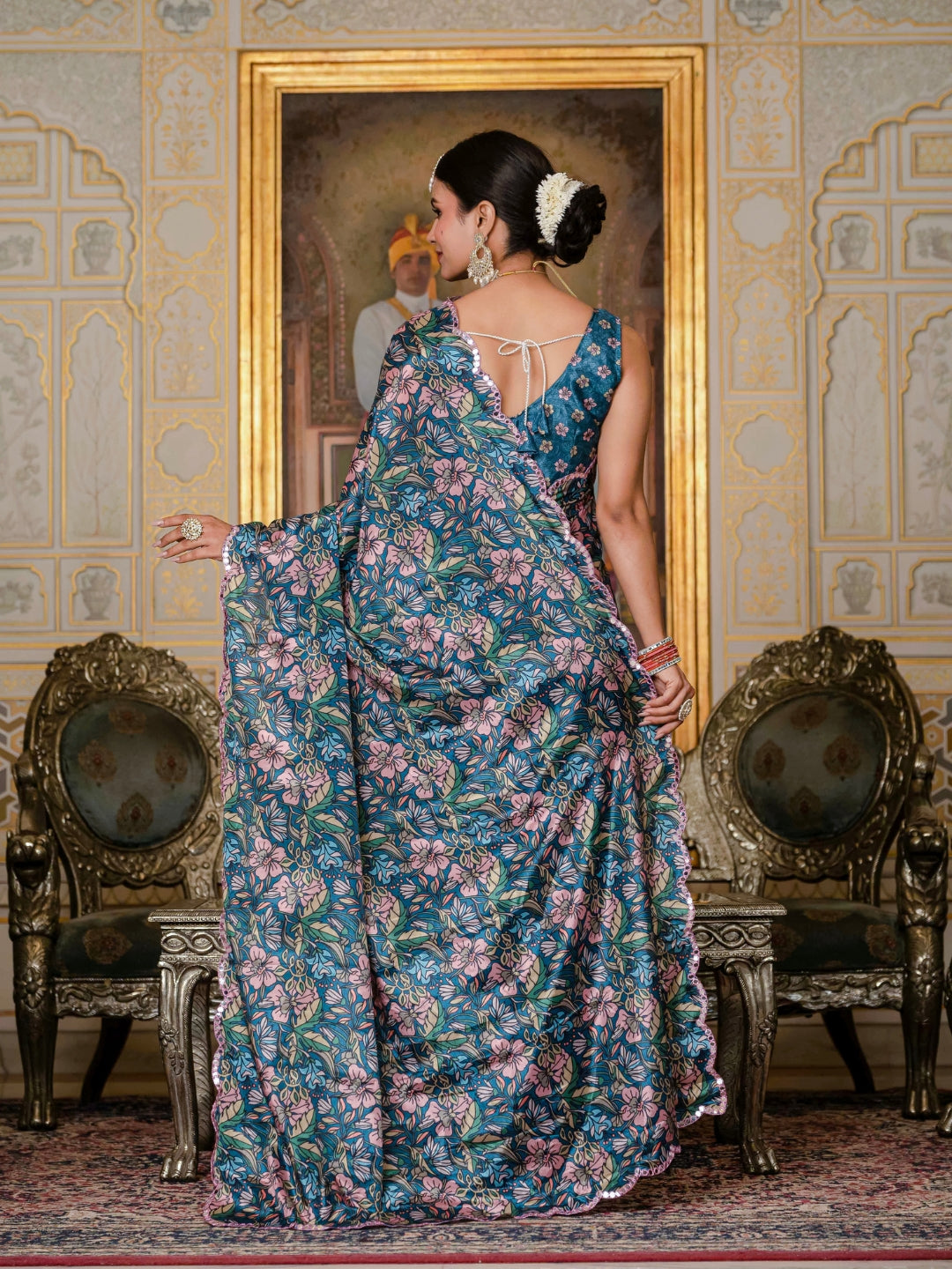 Urban Pallu Woven Design Silk Blend Fusion Saree