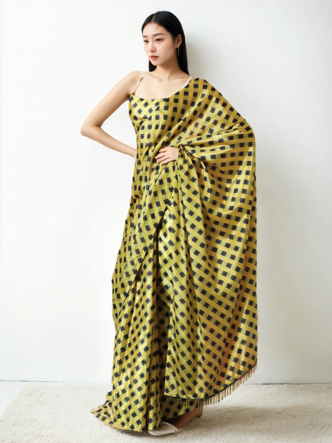 Urban Pallu Woven Design Silk Blend Fusion Saree