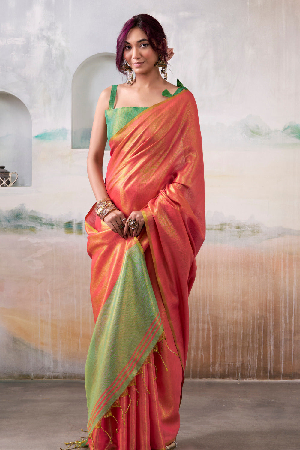 Urban Pallu Woven Design Cotton Blend Daily Saree