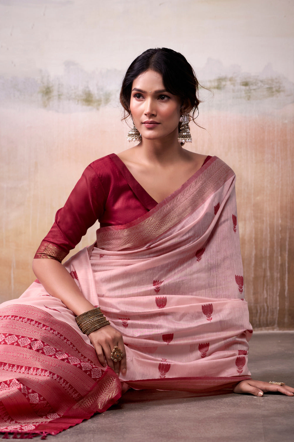 Urban Pallu Woven Design Cotton Blend Daily Saree