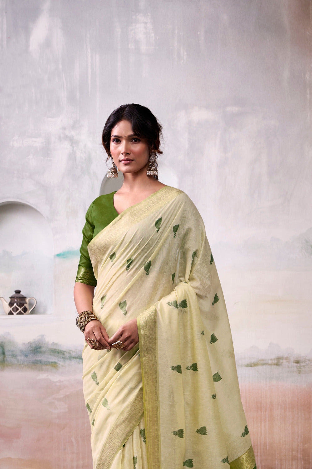 Urban Pallu Woven Design Cotton Blend Daily Saree