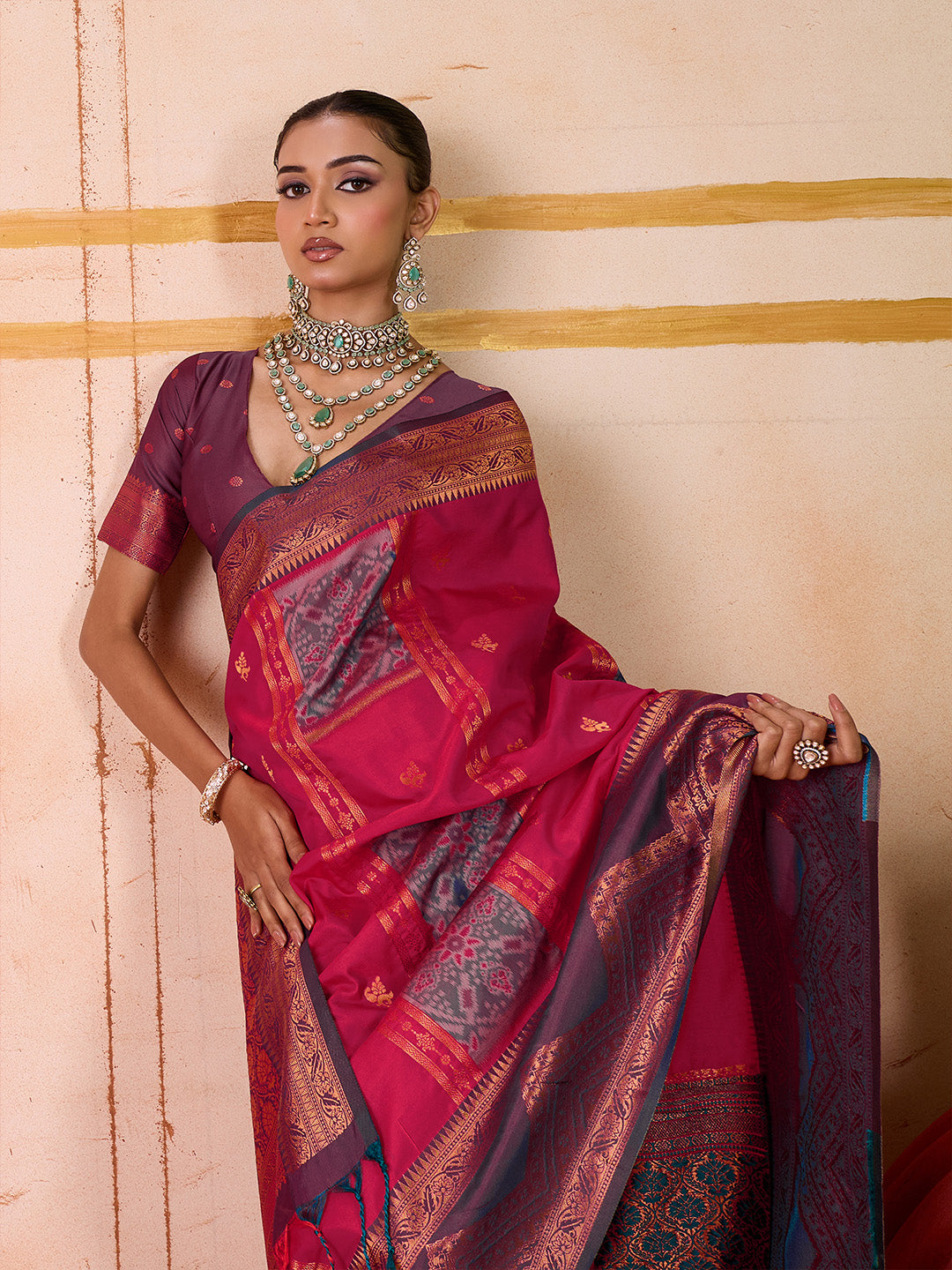 Urban Pallu Striped Silk Cotton Work Saree