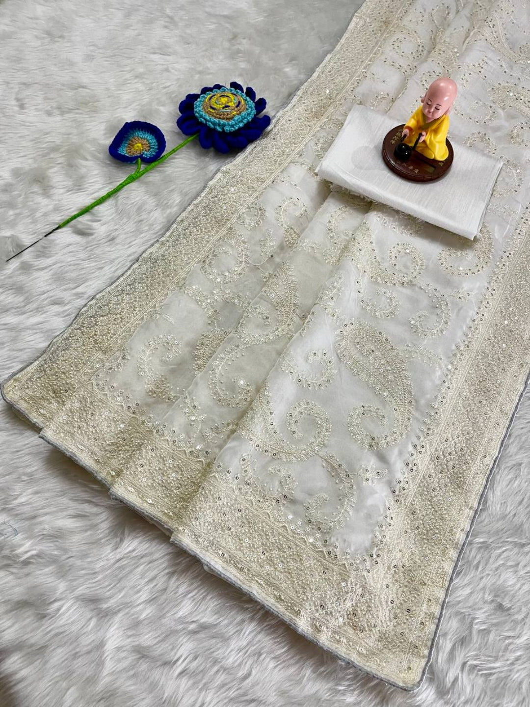 Urban Pallu Embroidered Silk Blend Festive Saree