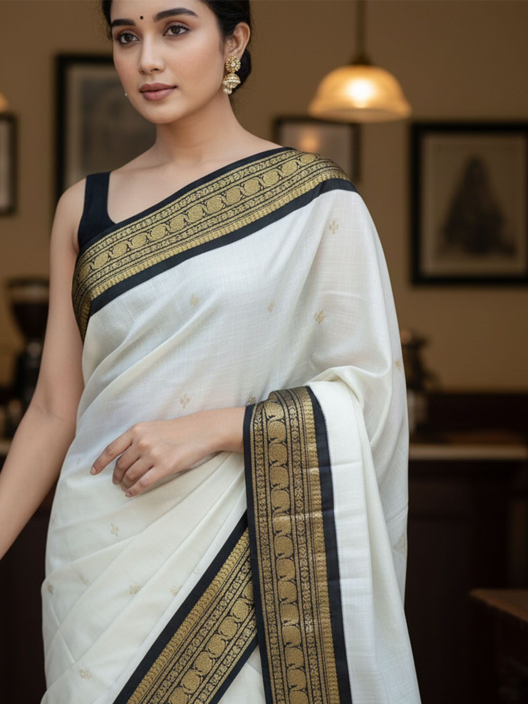 Urban Pallu Woven Design Silk Blend Work Saree