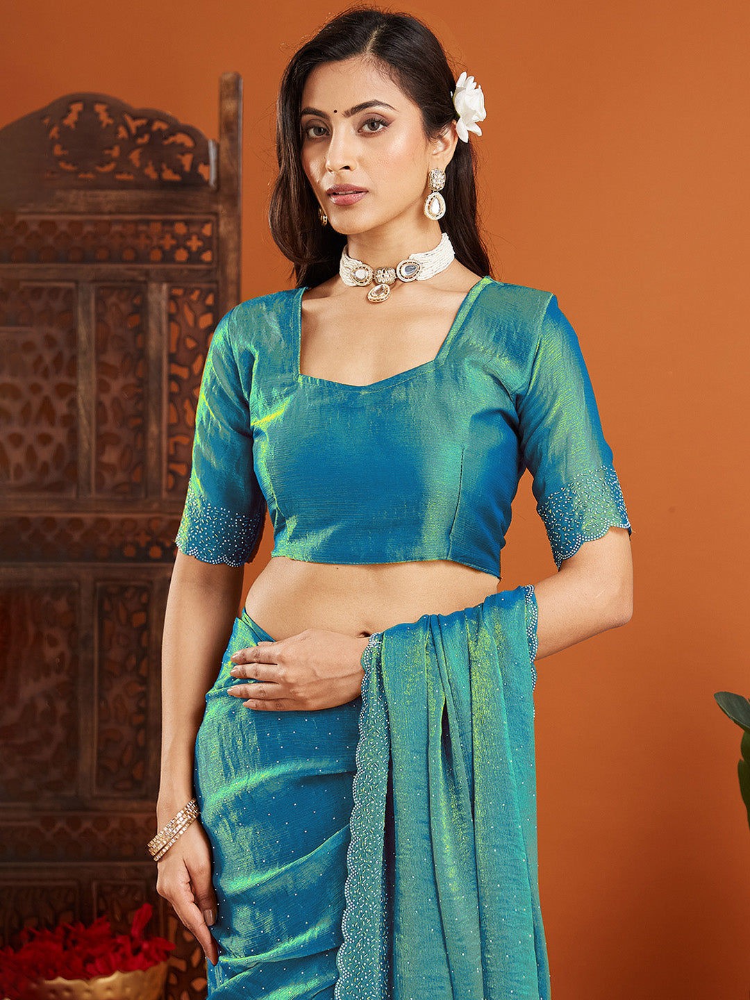 Urban Pallu Embellished Organza Party Saree
