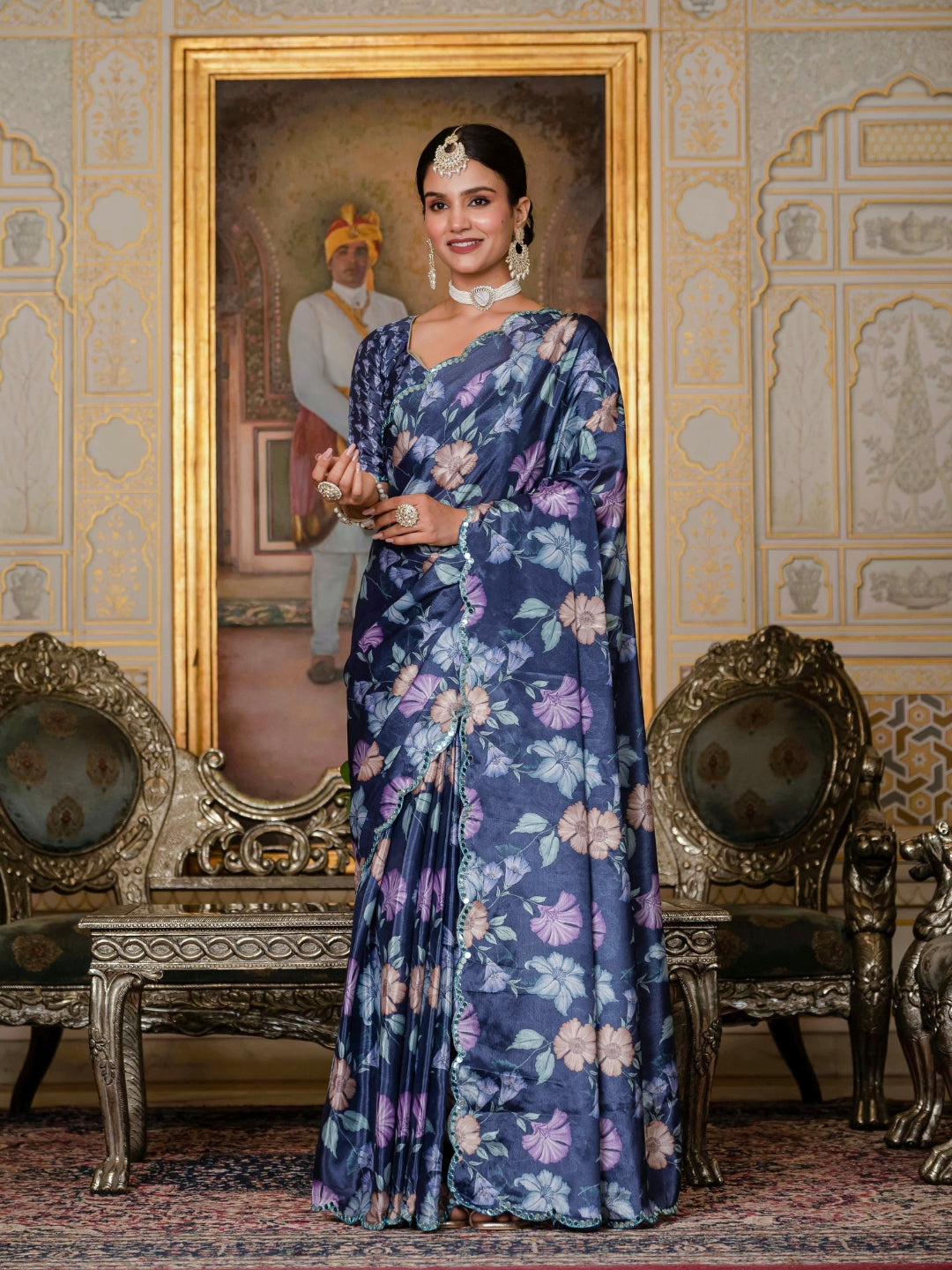 Urban Pallu Woven Design Silk Blend Fusion Saree
