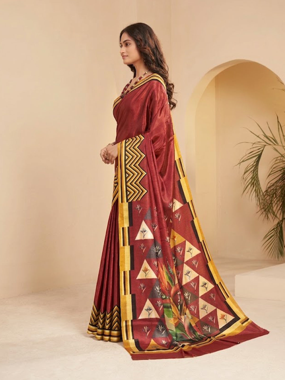 Urban Pallu Printed Poly Silk Work Saree