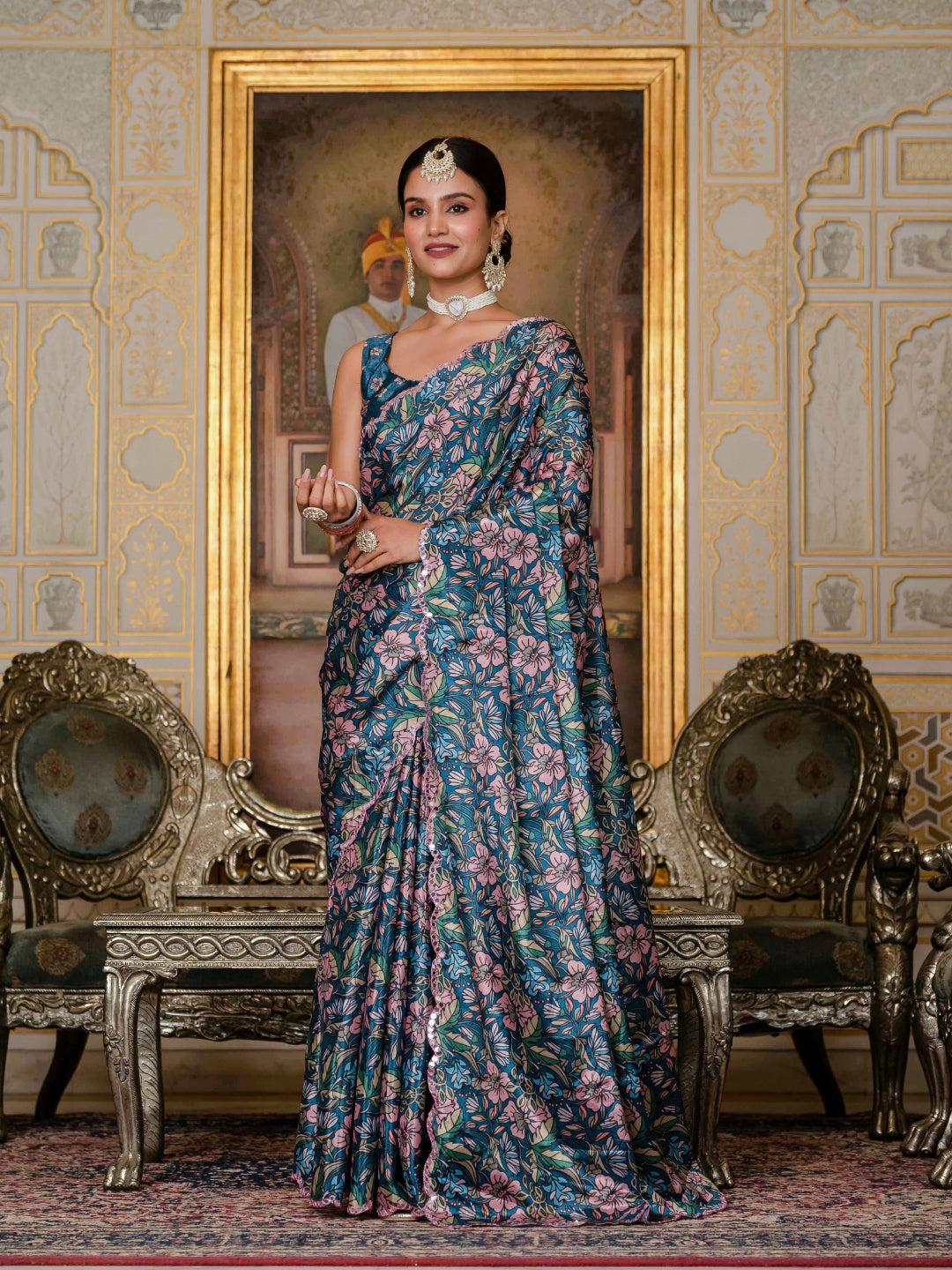 Urban Pallu Woven Design Silk Blend Fusion Saree