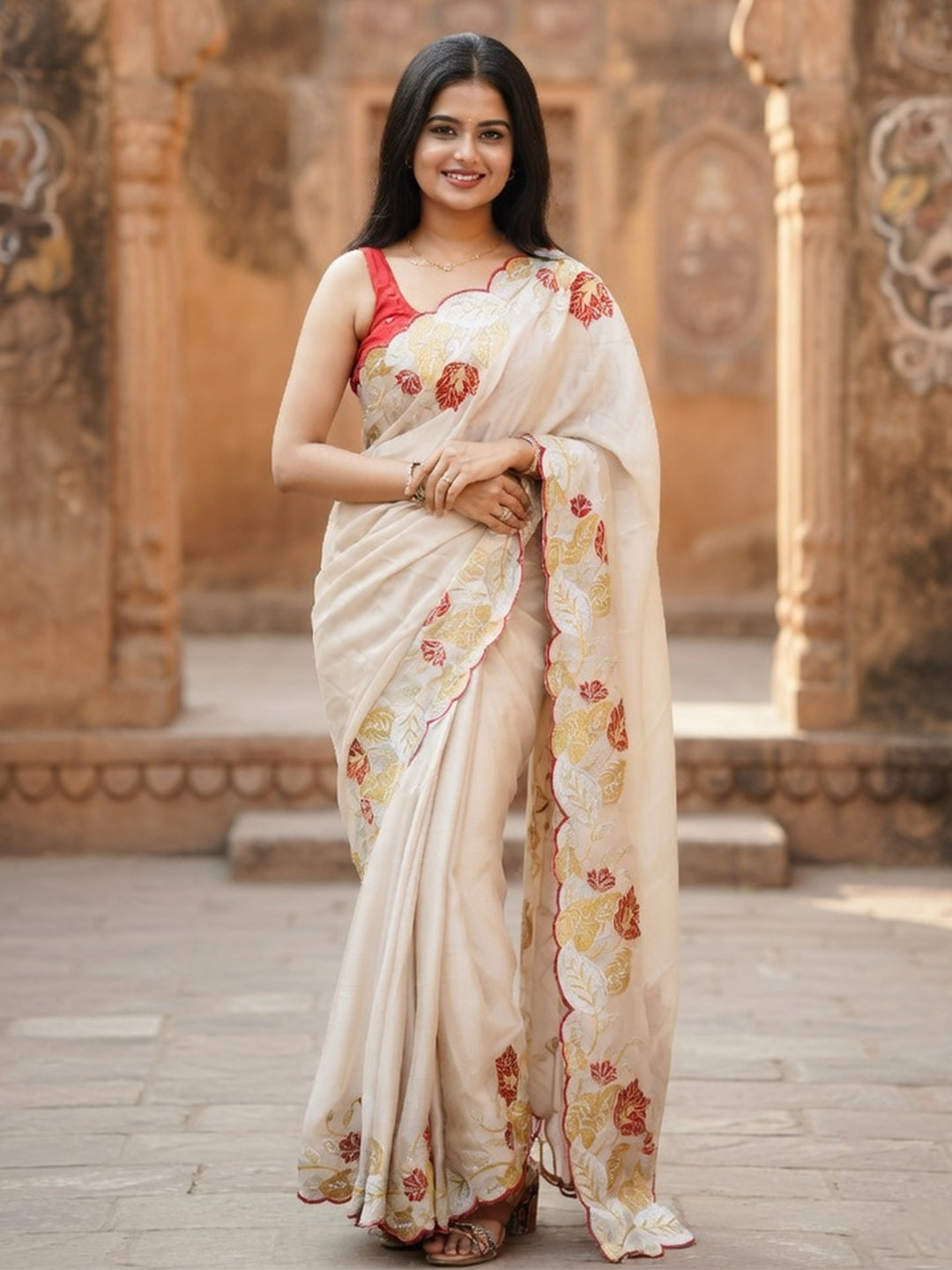 Urban Pallu Woven Design Poly Chiffon Traditional Saree