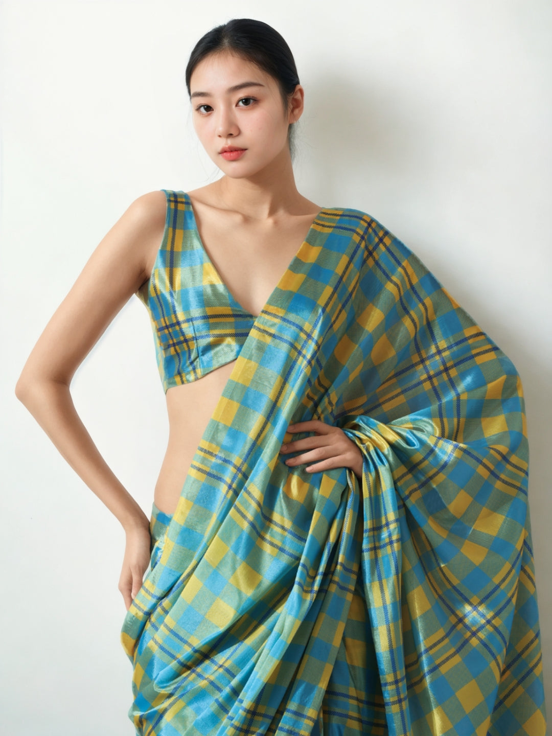 Urban Pallu Woven Design Silk Blend Fusion Saree