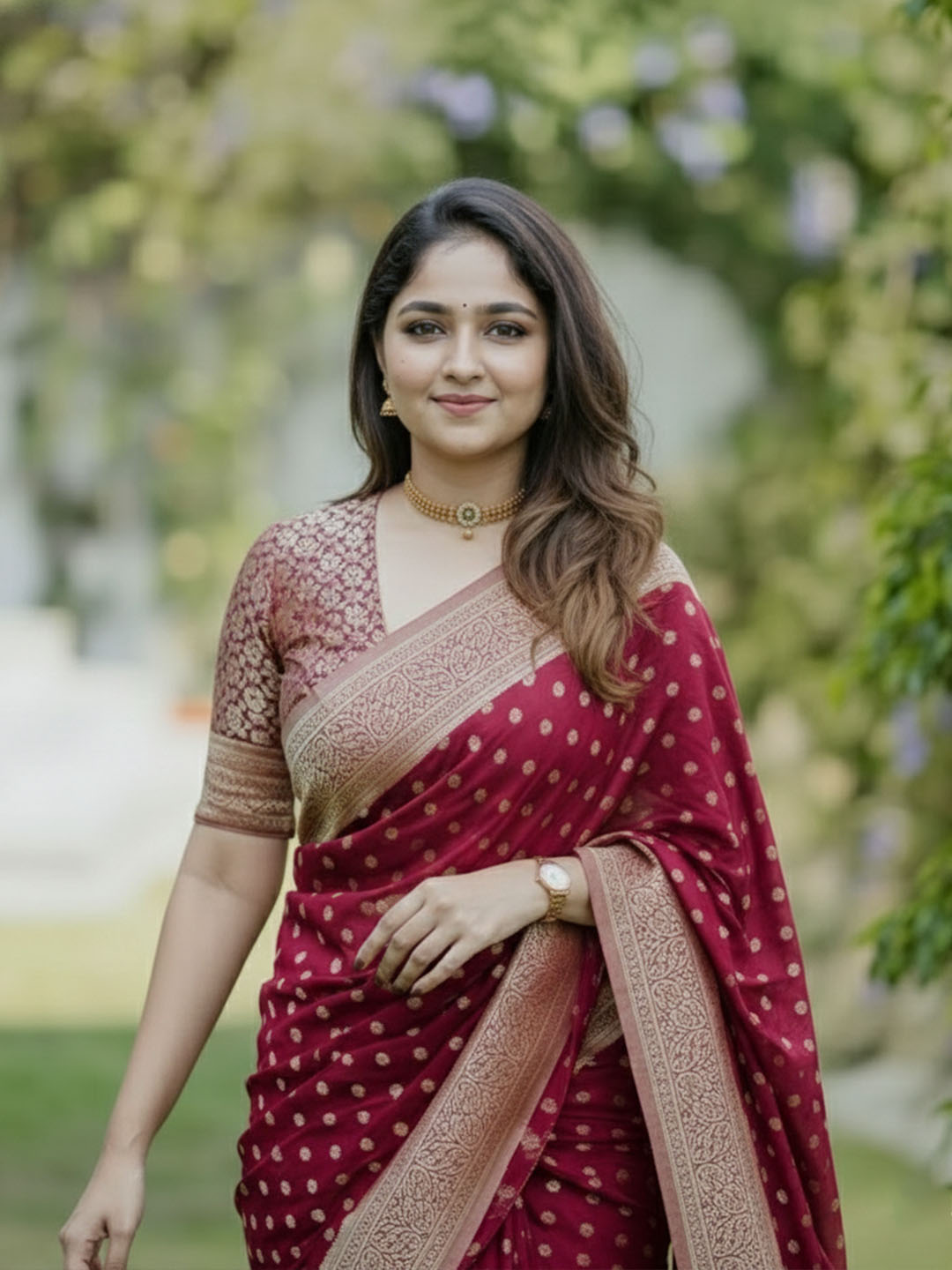 Urban Pallu Woven Design Silk Blend Work Saree