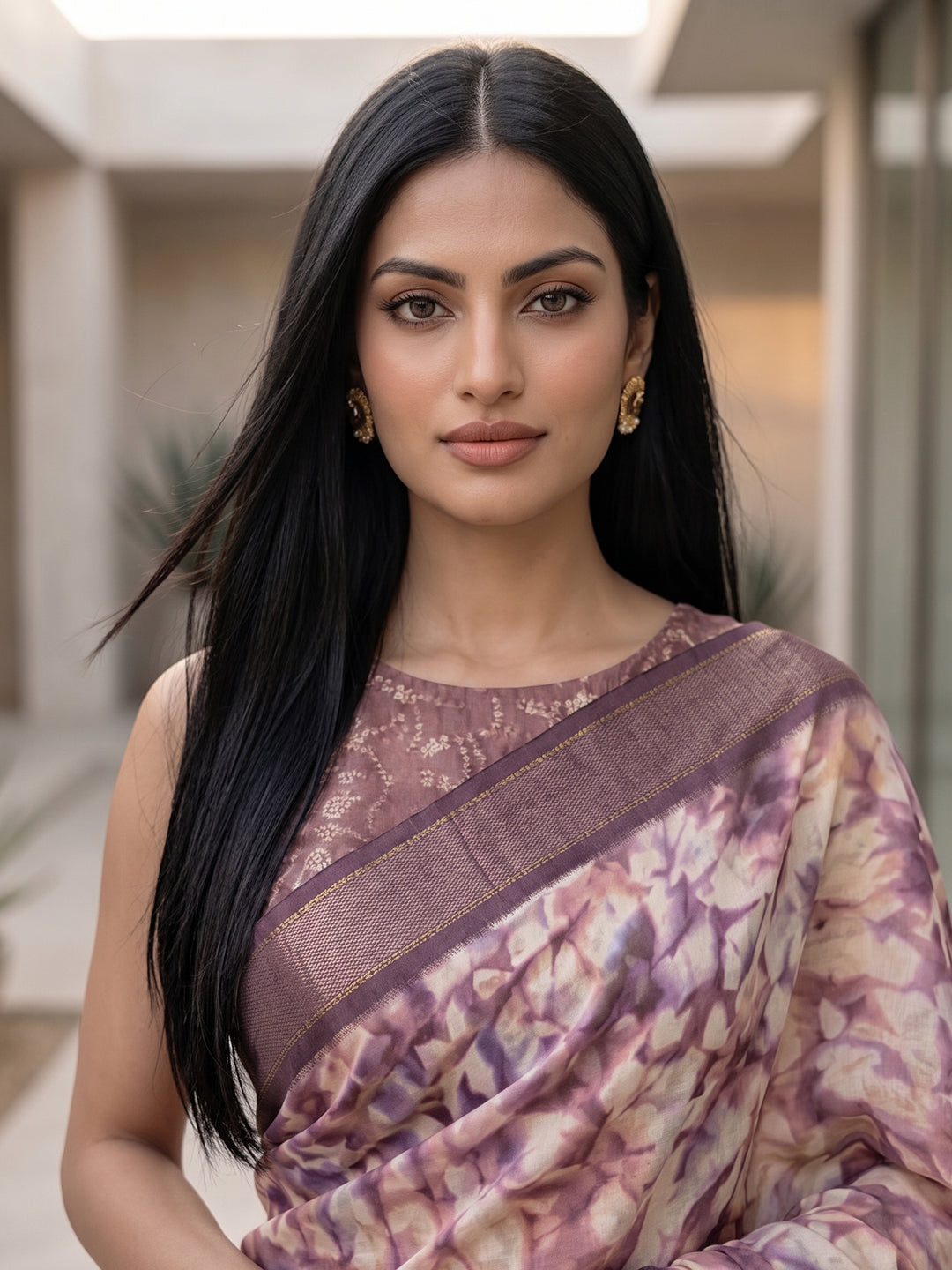 Urban Pallu Solid Cotton Blend Festive Saree