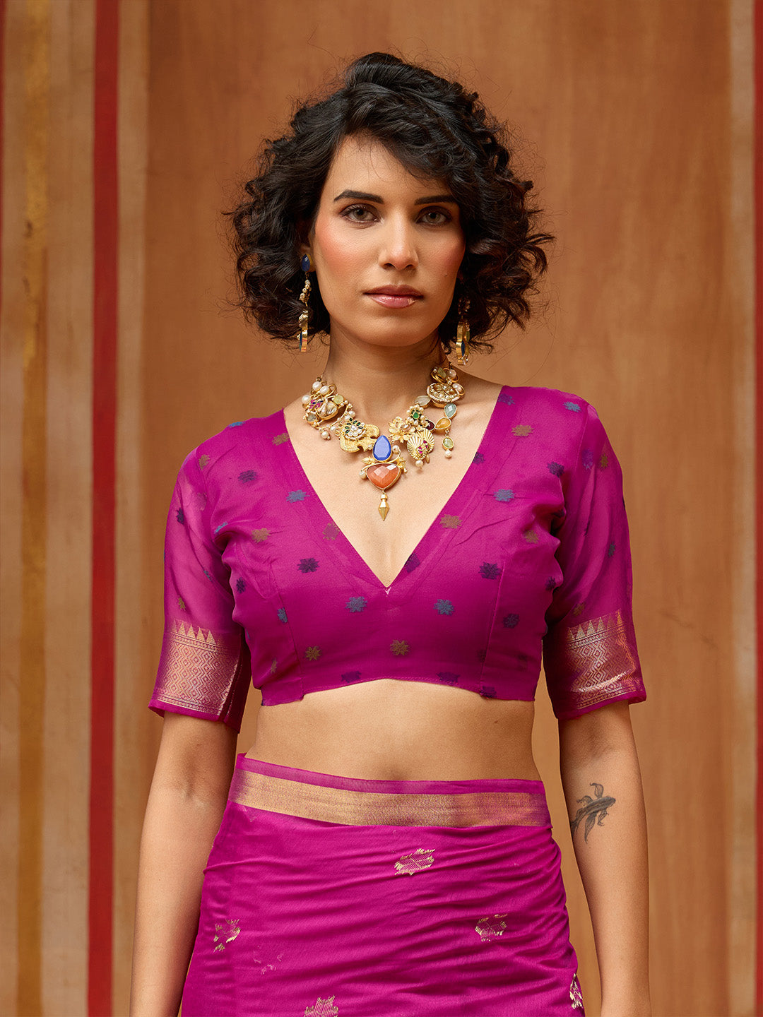 Urban Pallu Printed Satin Party Saree