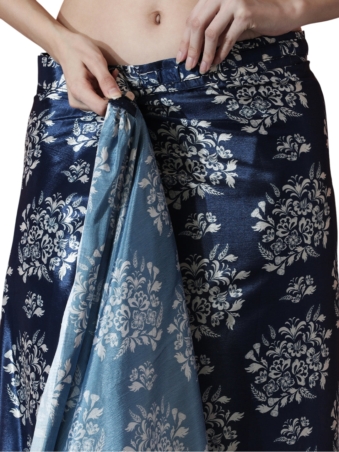 Urban Pallu Woven Design Silk Blend Fusion Saree