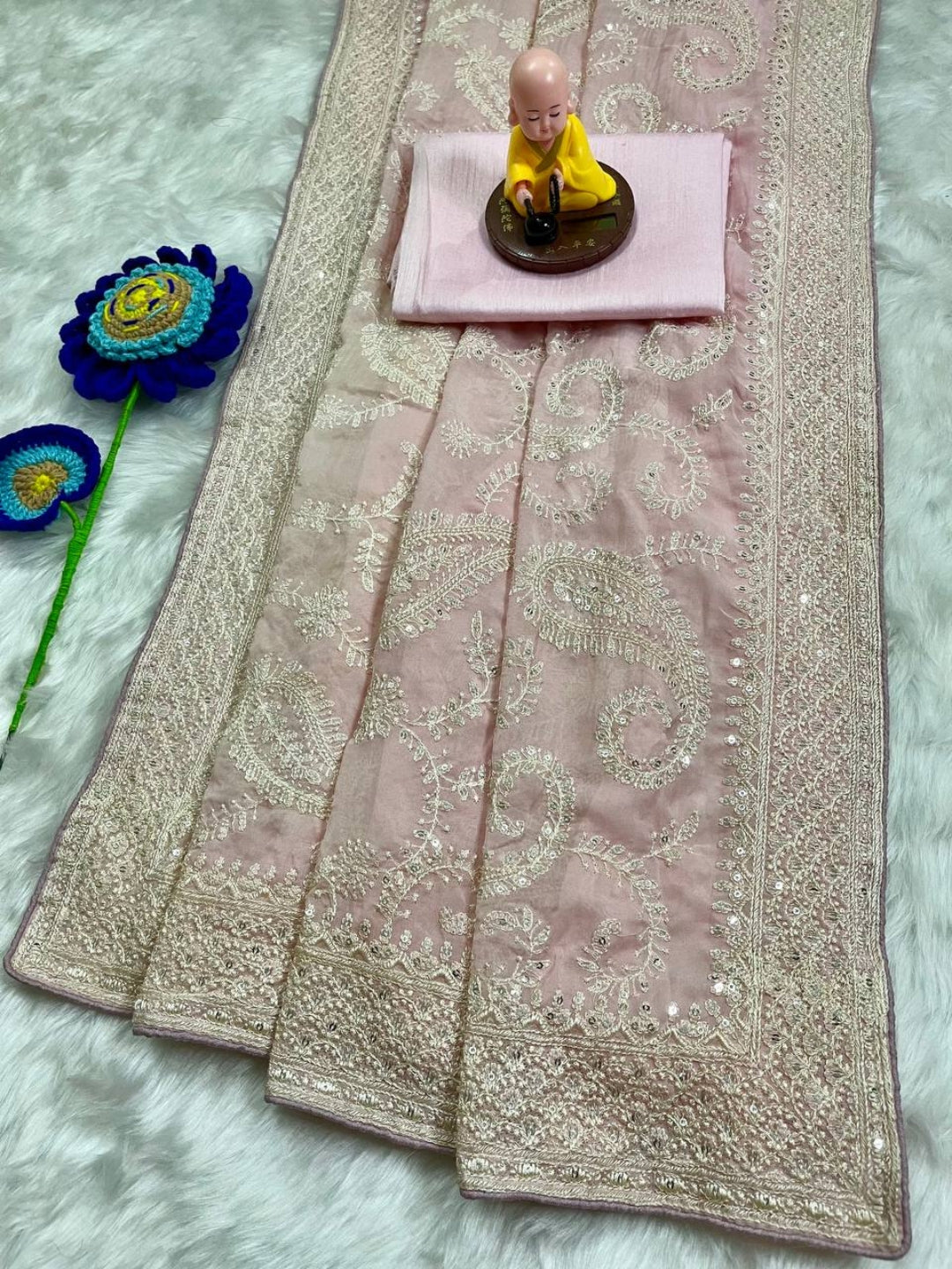 Urban Pallu Embroidered Silk Blend Festive Saree